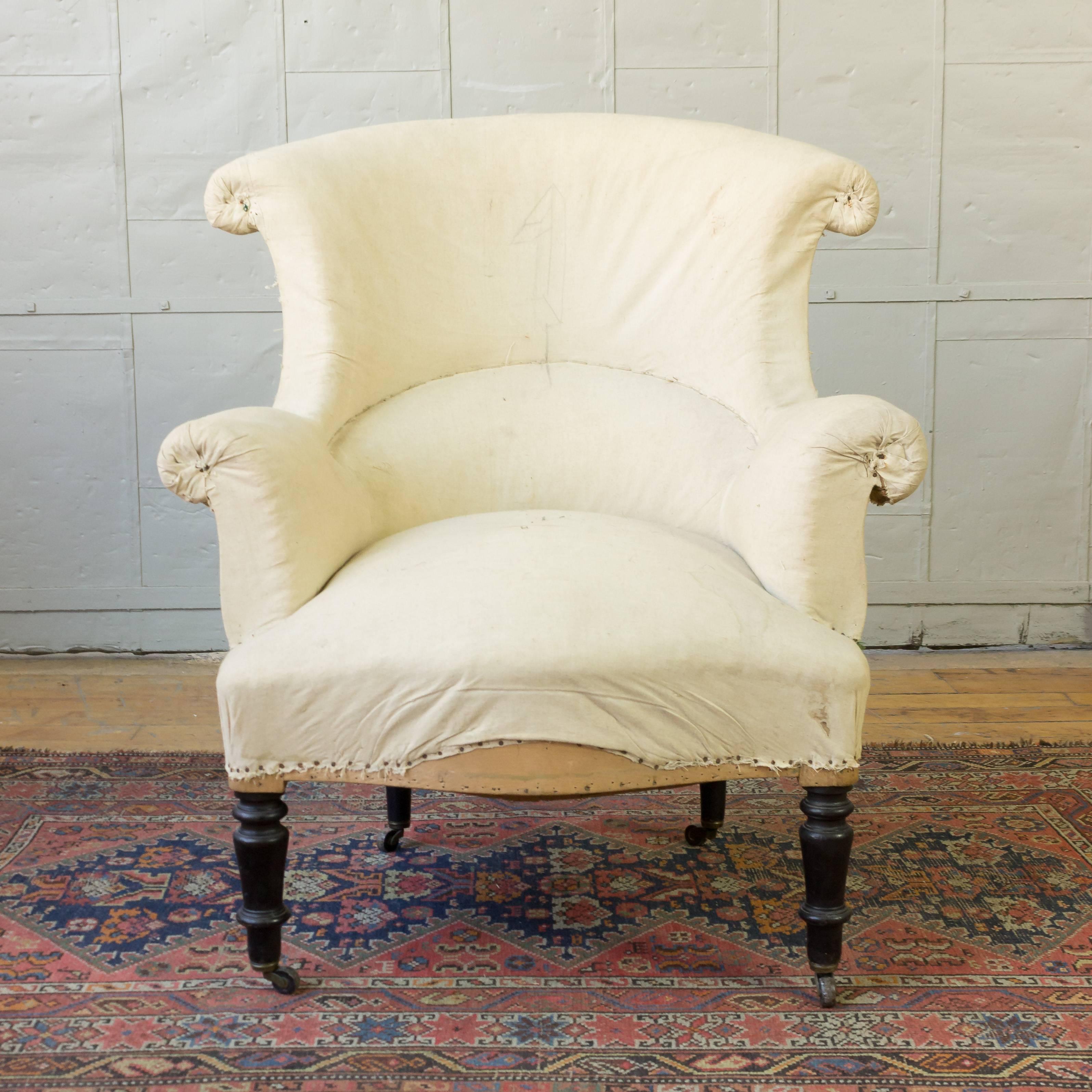 19th Century Pair of Scrolled Back, Napoleon III Armchairs 3