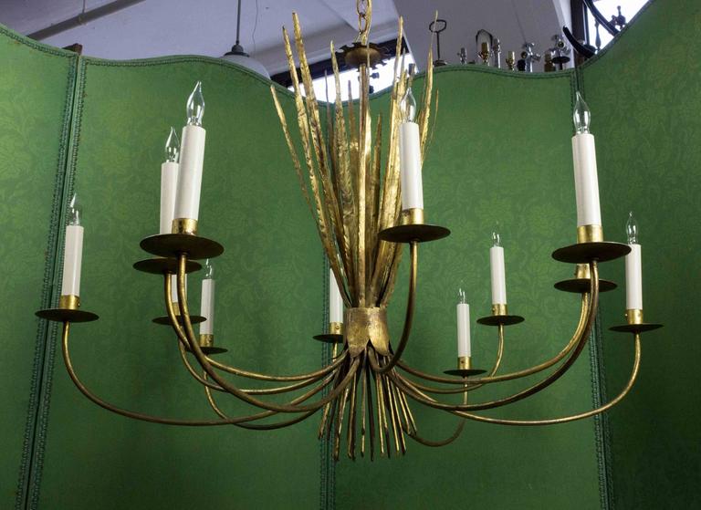 Gilt Metal Grass Chandelier For Sale at 1stdibs