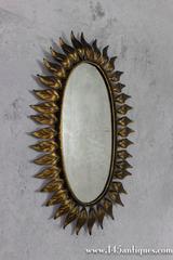 Spanish Oval Gilt Iron Sunburst Mirror