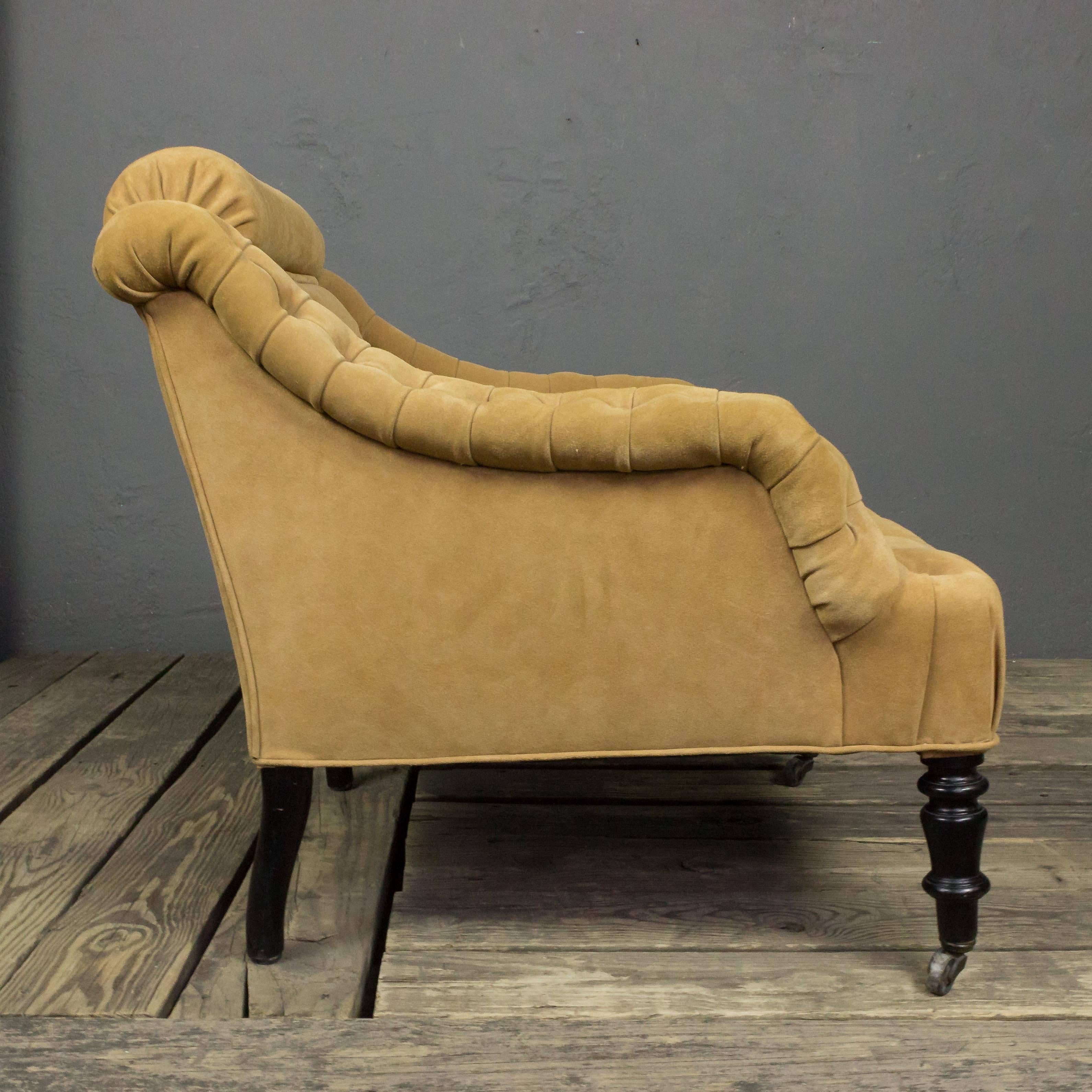 19th Century Tufted Suede Armchair For Sale 5