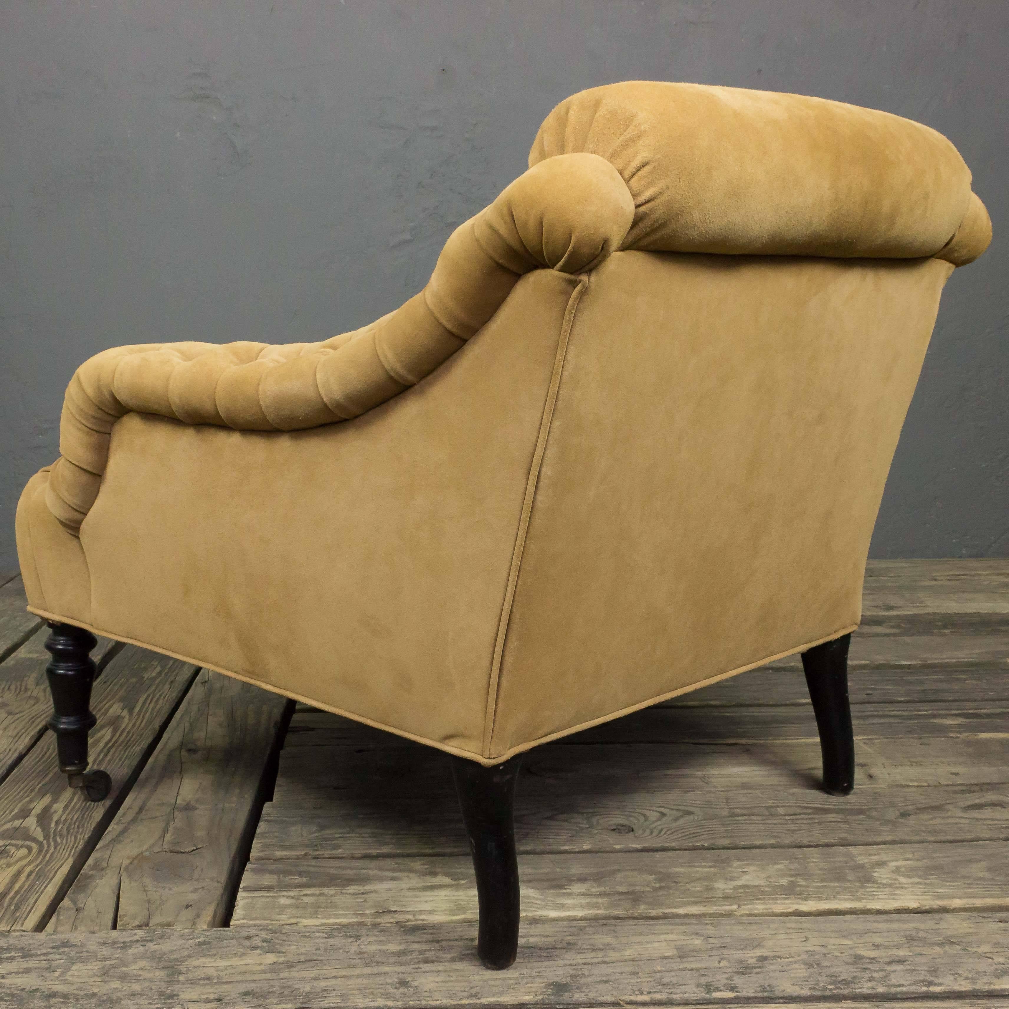 19th Century Tufted Suede Armchair For Sale 2