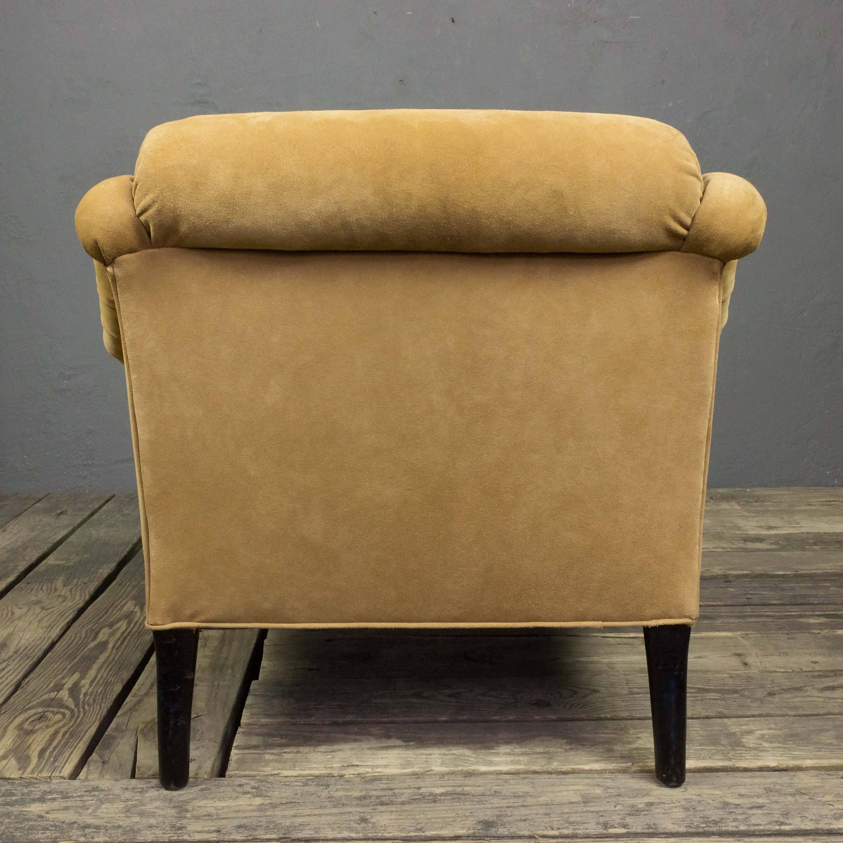 19th Century Tufted Suede Armchair For Sale 3