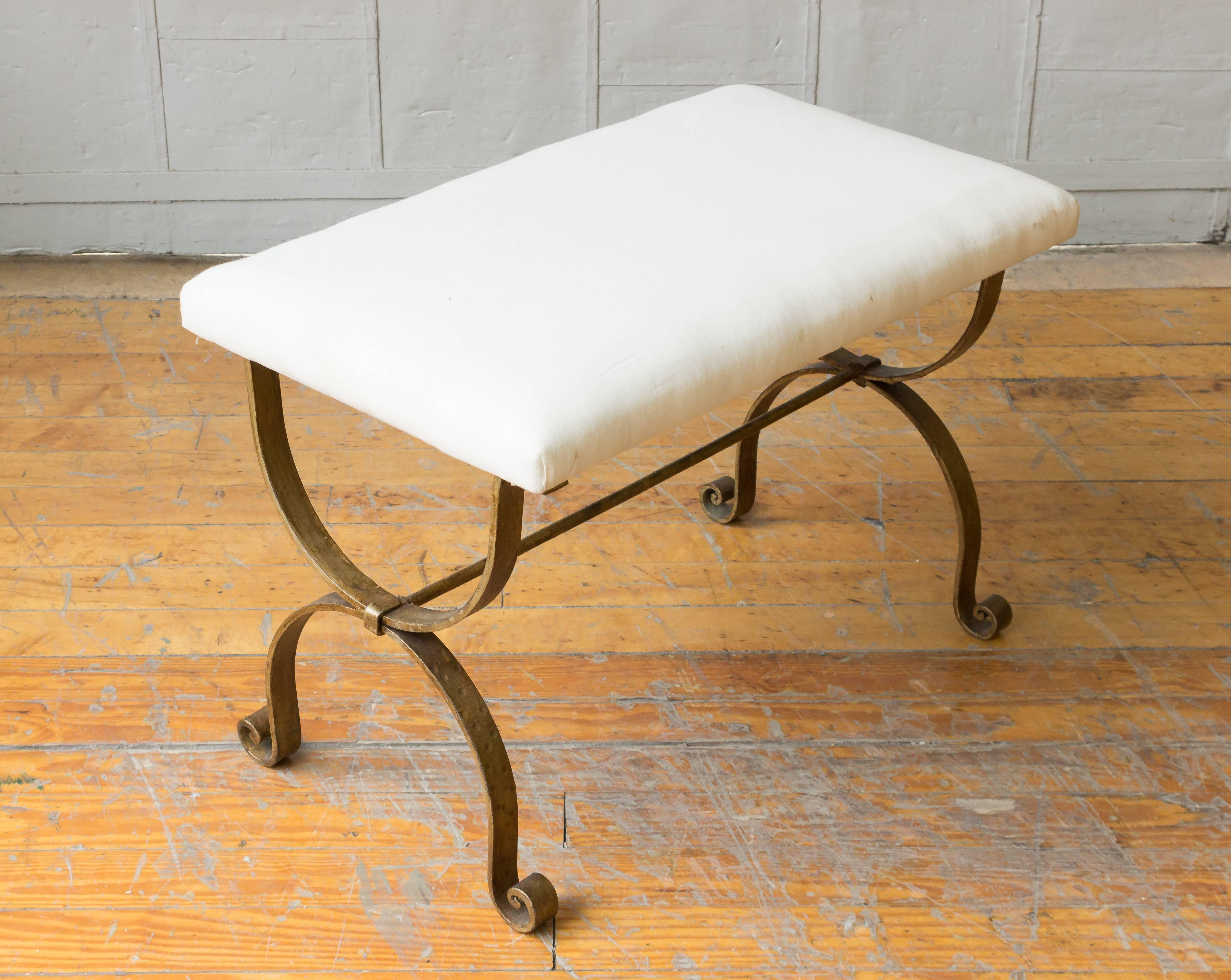 Spanish Gilt Iron Bench in Muslin