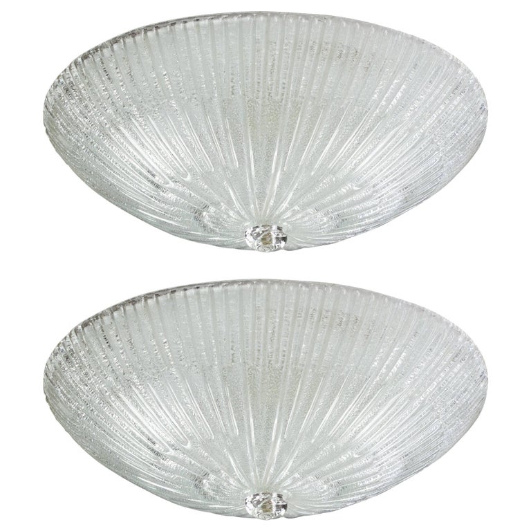 Pair Of Murano 1950s Flush Mount Ceiling Fixtures At 1stdibs