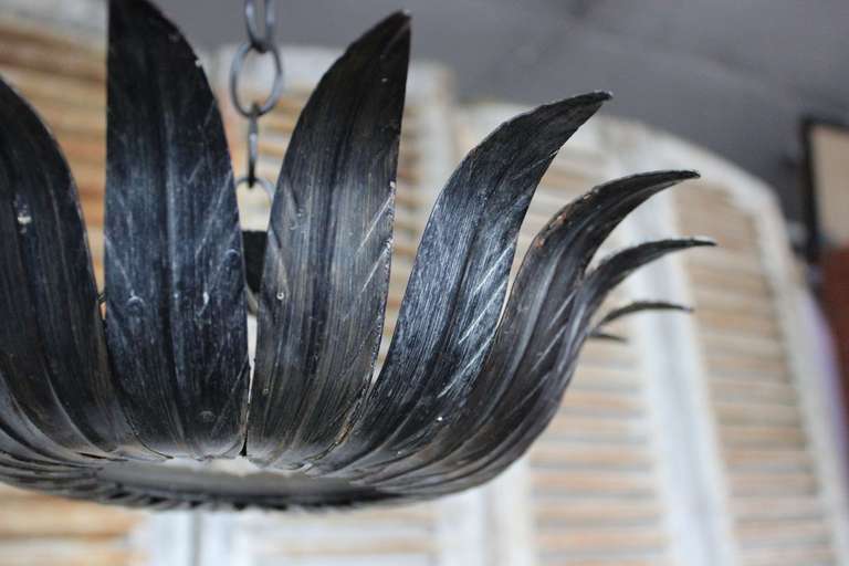 Spanish Sunburst Flush Mount Ceiling Fixture with Dark Patinated Finish 2