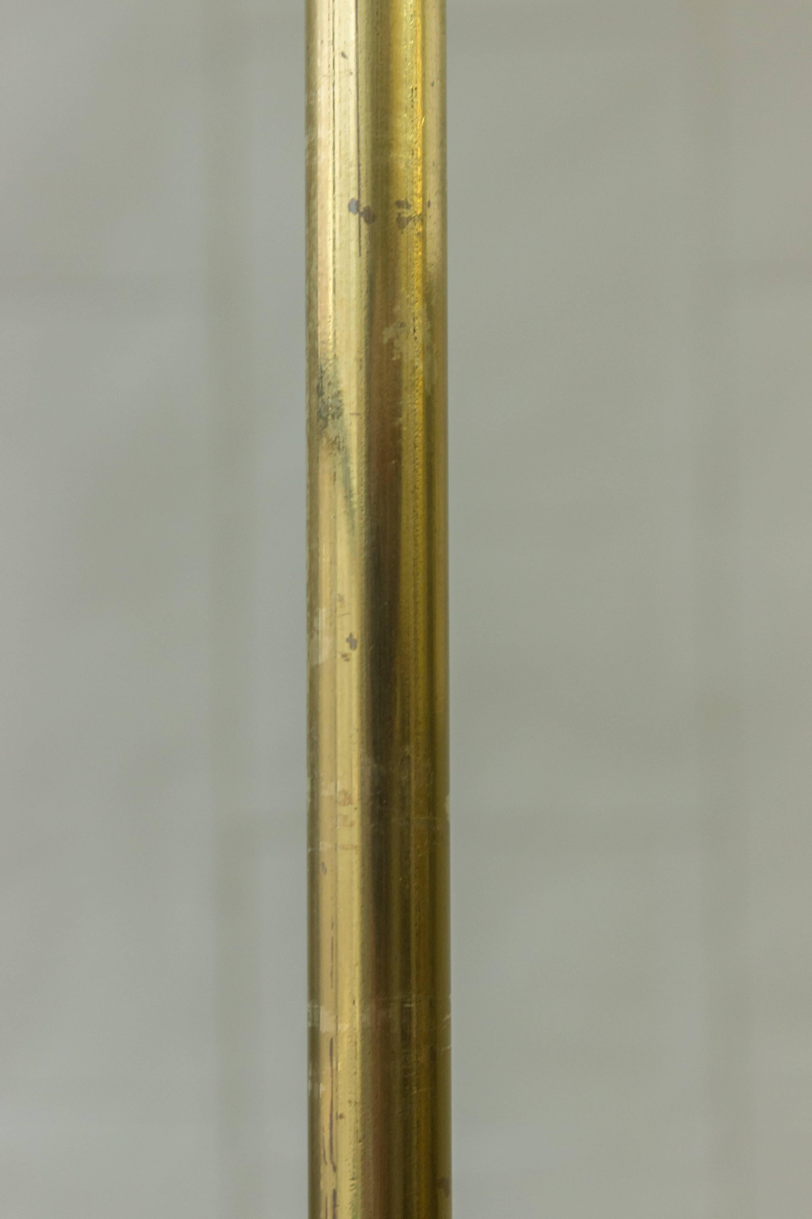 French Adjustable Brass Reading Floor Lamp with a Round Base