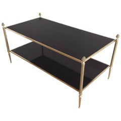 Maison Baguès Brass Coffee Table with Black Mirrored Glass Maison Baguès Brass Coffee Table with Black Mirrored Glass