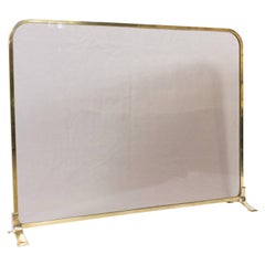 Retro Modern French Brass and Glass Fire Screen