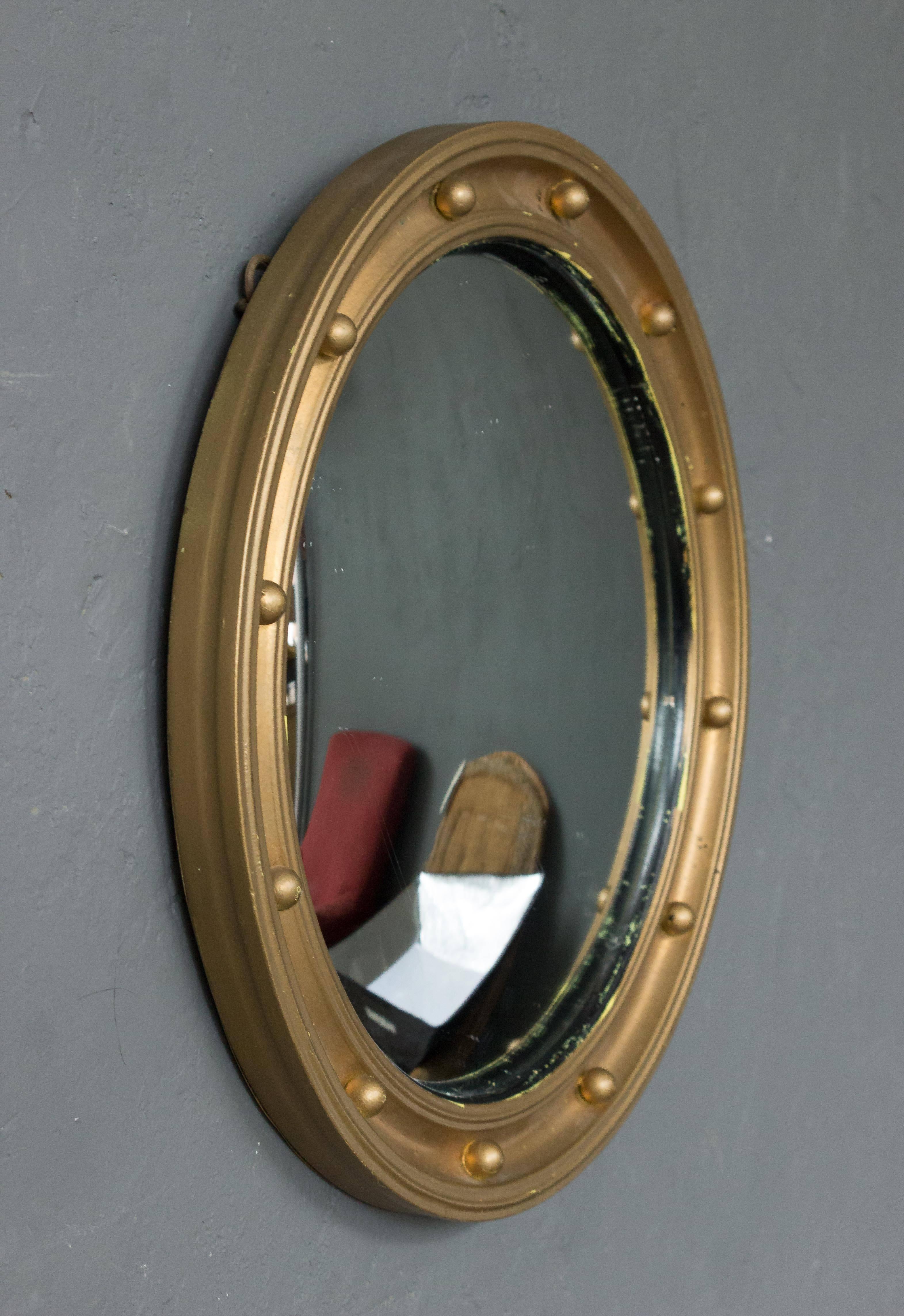 French Late 19th Century Small Convex Mirror in Painted Wood Frame