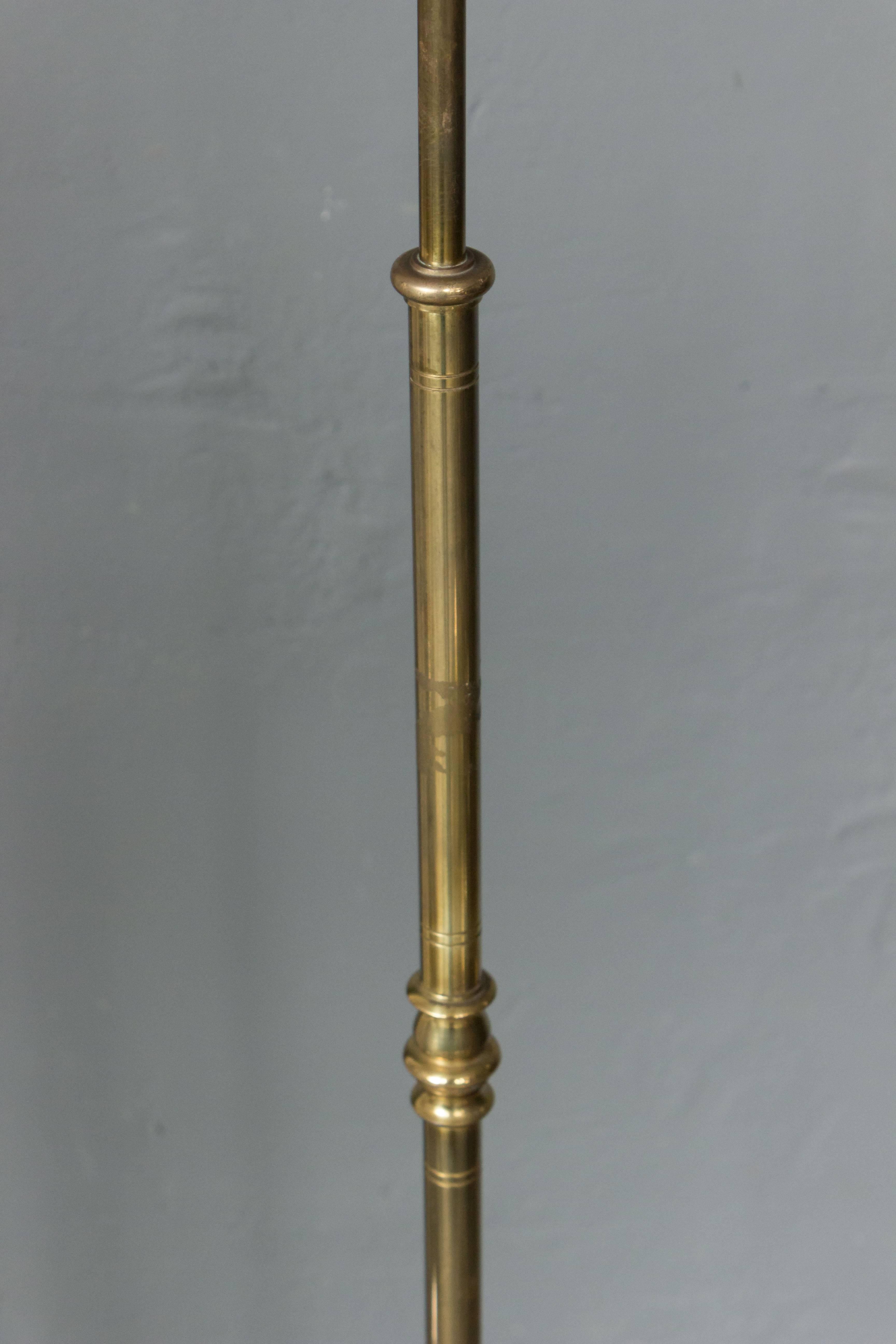 French Brass Floor Lamp with Tripod Base 2