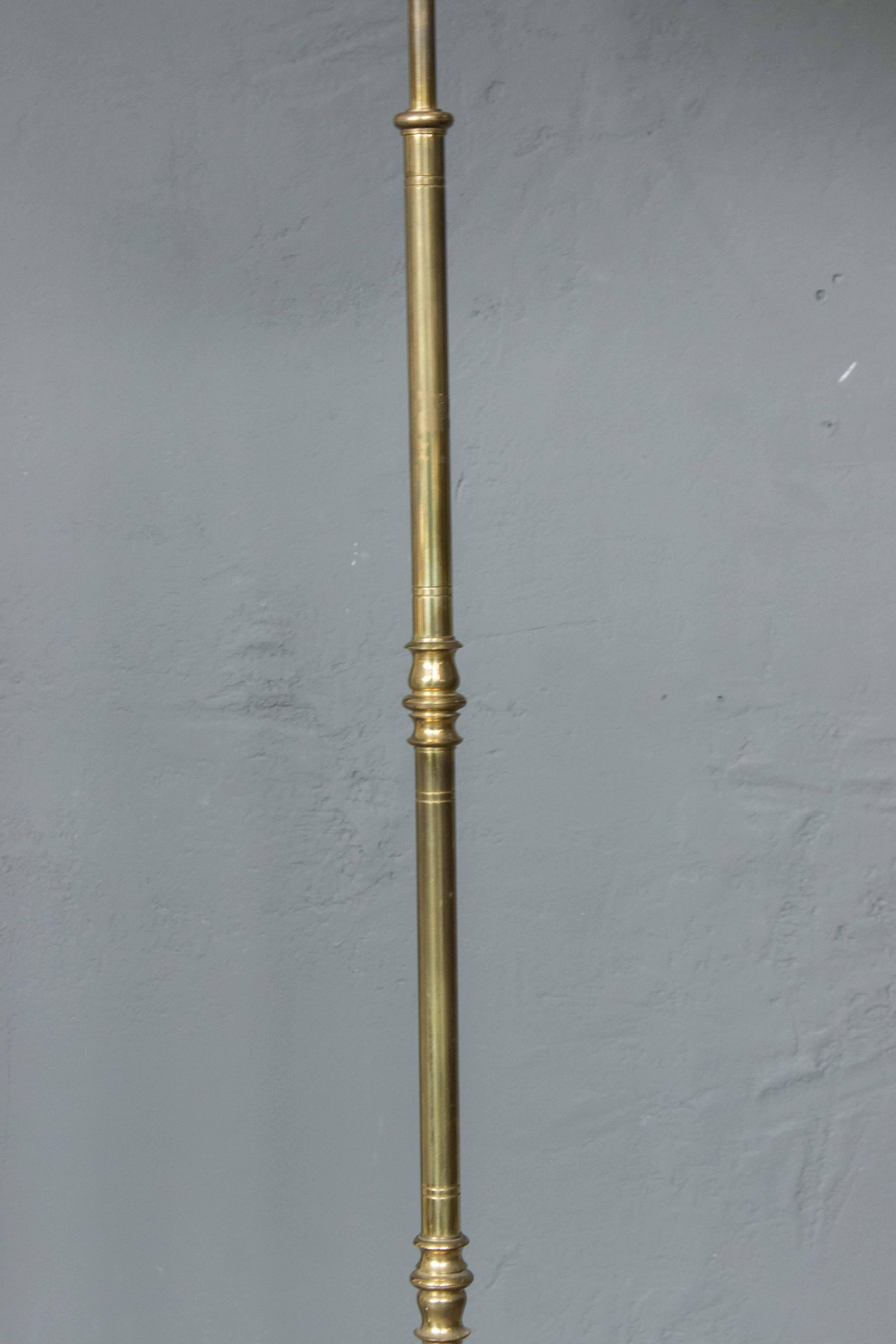 French Brass Floor Lamp with Tripod Base 3
