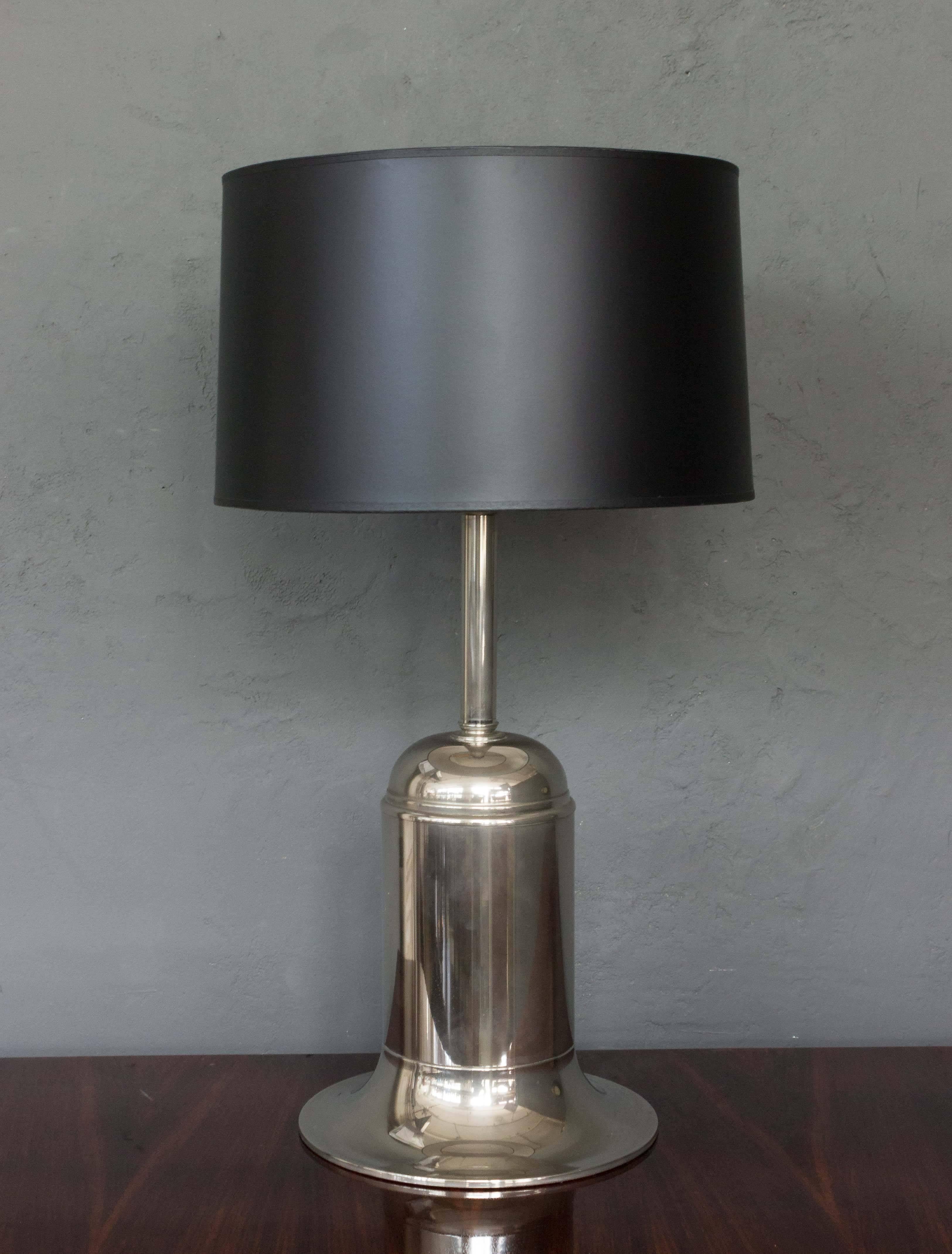 Mid-Century Modern Pair of French Nickel-Plated Metal Modern Lamps For Sale