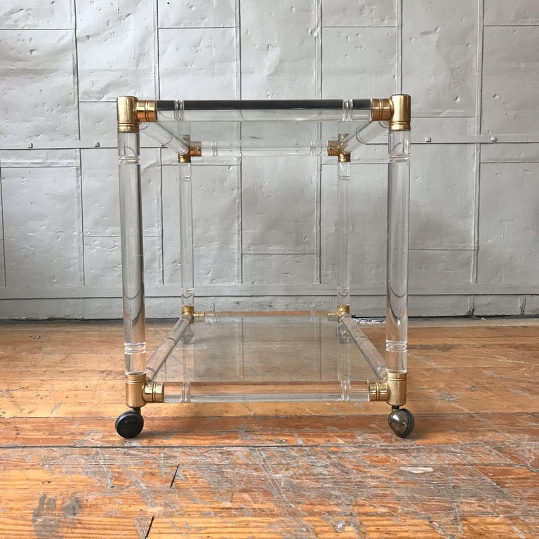 French MidCentury Modern Plexiglass Bar Cart For Sale at 1stDibs