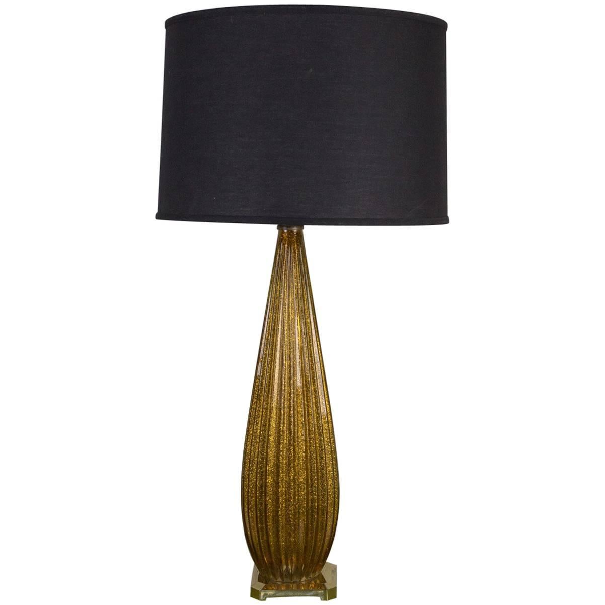 Tall Gold Italian Murano Glass Lamp