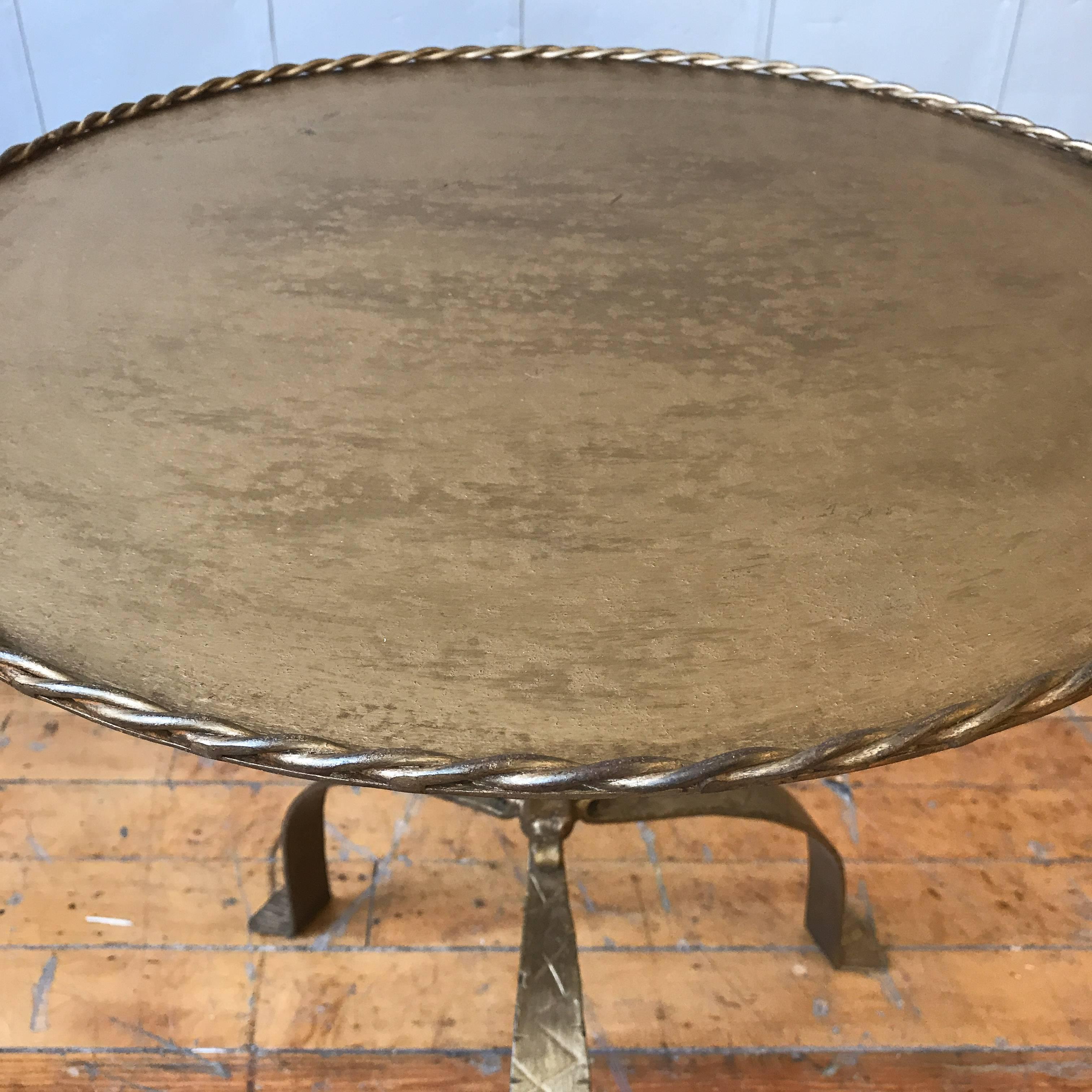 Mid-20th Century Large Round Gilt Metal Drinks Table