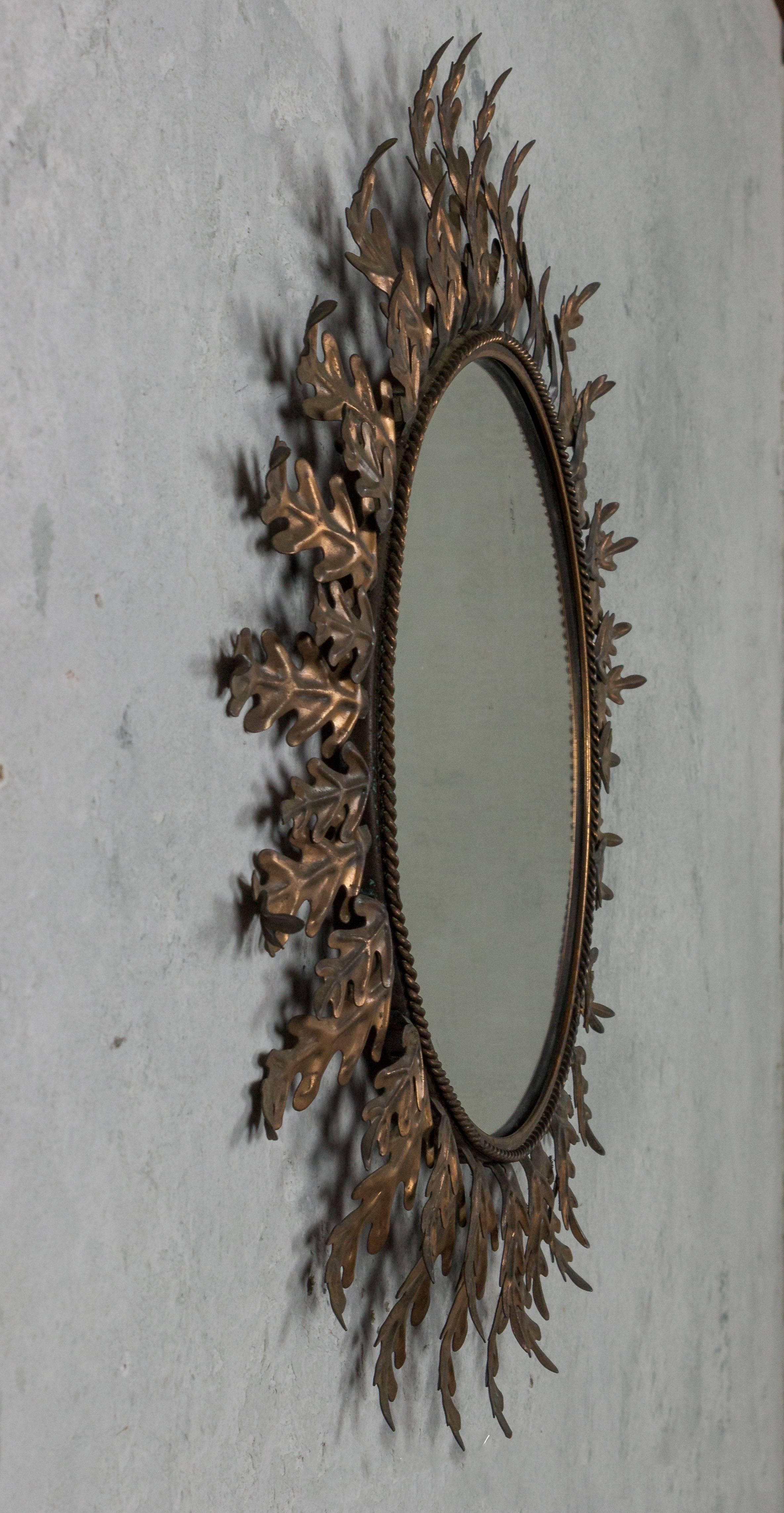 Mid-20th Century Copper-Plated Spanish Sunburst Mirror