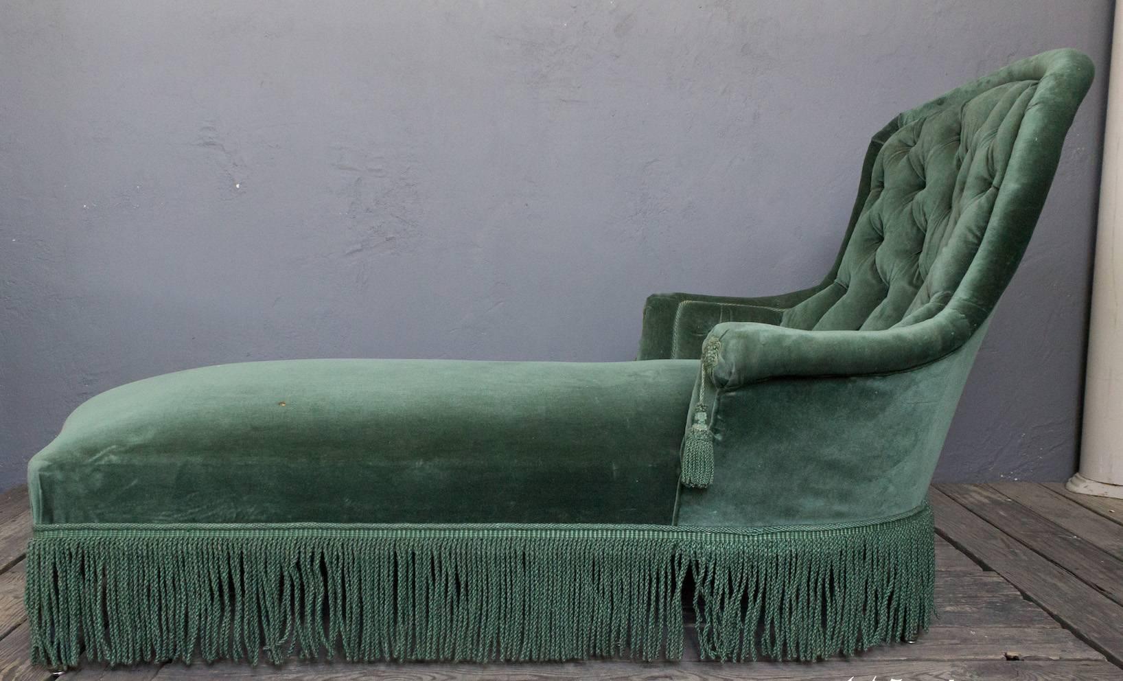 green chaise lounge