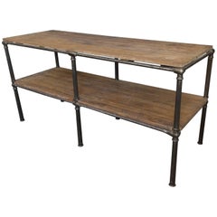 French Vintage Industrial Work Table  