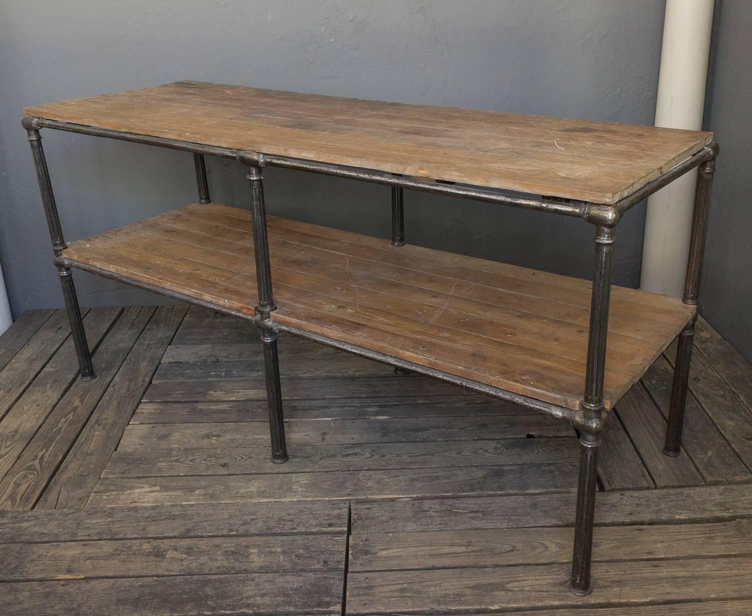 French Vintage Industrial Work Table   In Good Condition For Sale In Buchanan, NY