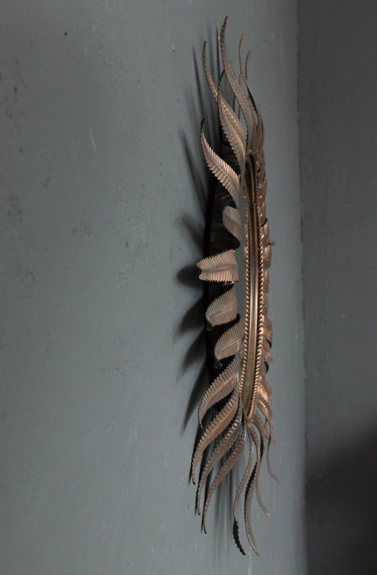 1940s French Copper Plated Sunburst Mirror For Sale at 1stdibs