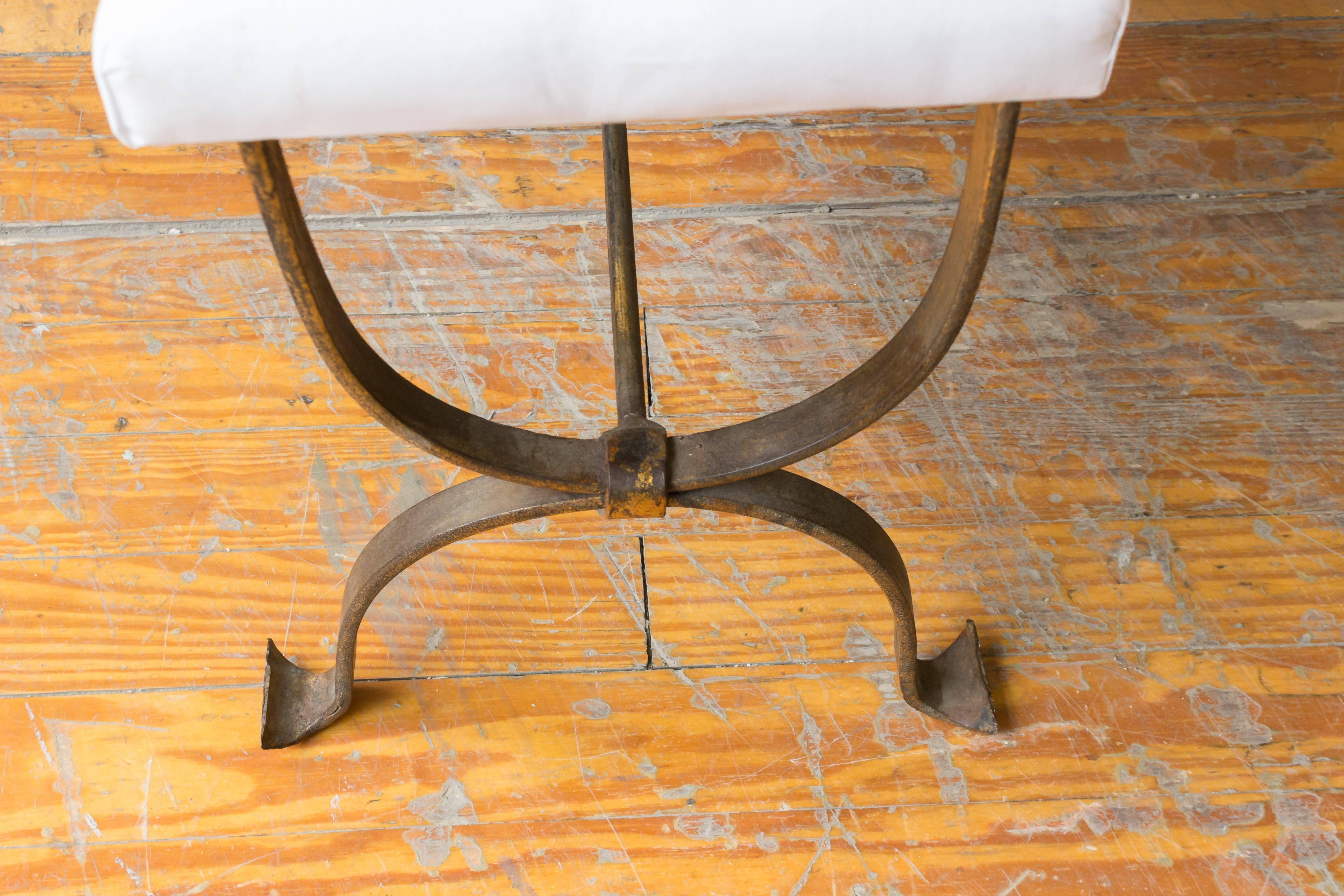Neoclassical Spanish Gilt Iron Bench 
