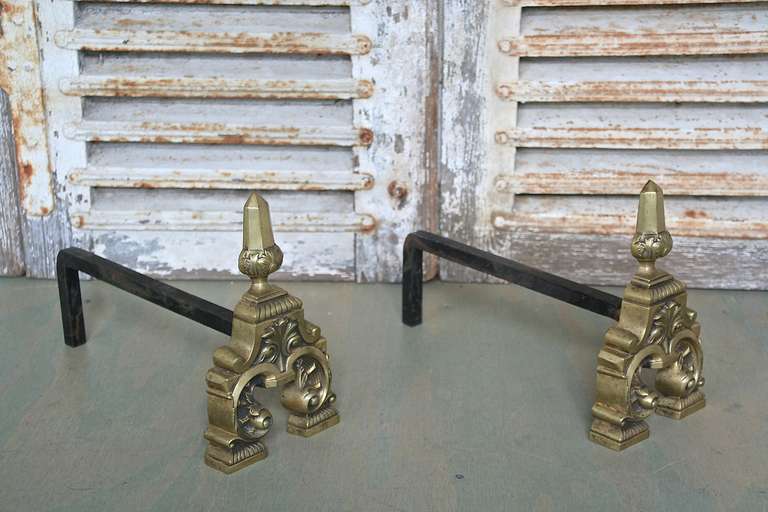 Pair of Ornate French 1950s Andirons In Good Condition For Sale In Buchanan, NY