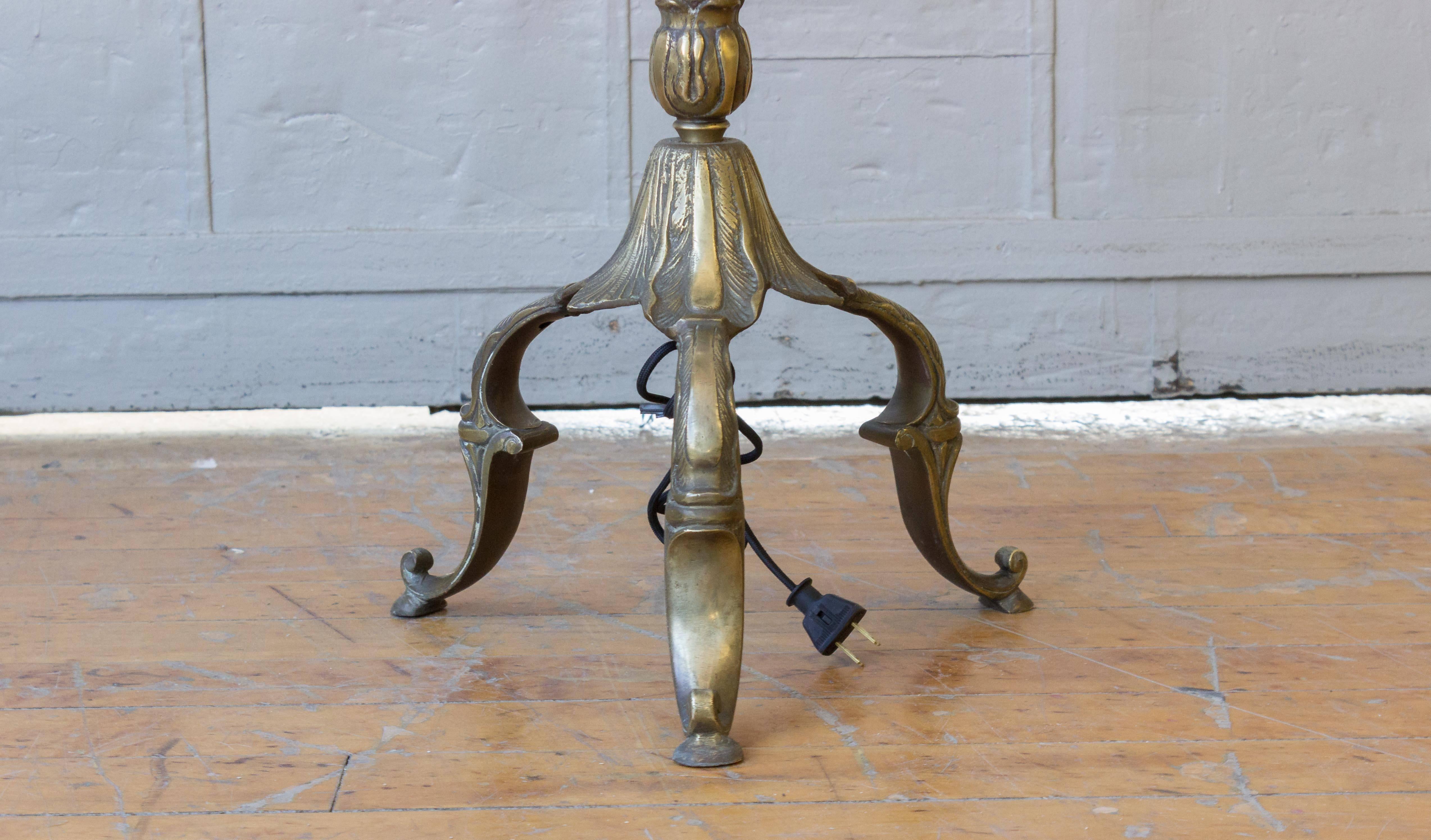 Brass French 1920s Art Nouveau Style Floor Lamp
