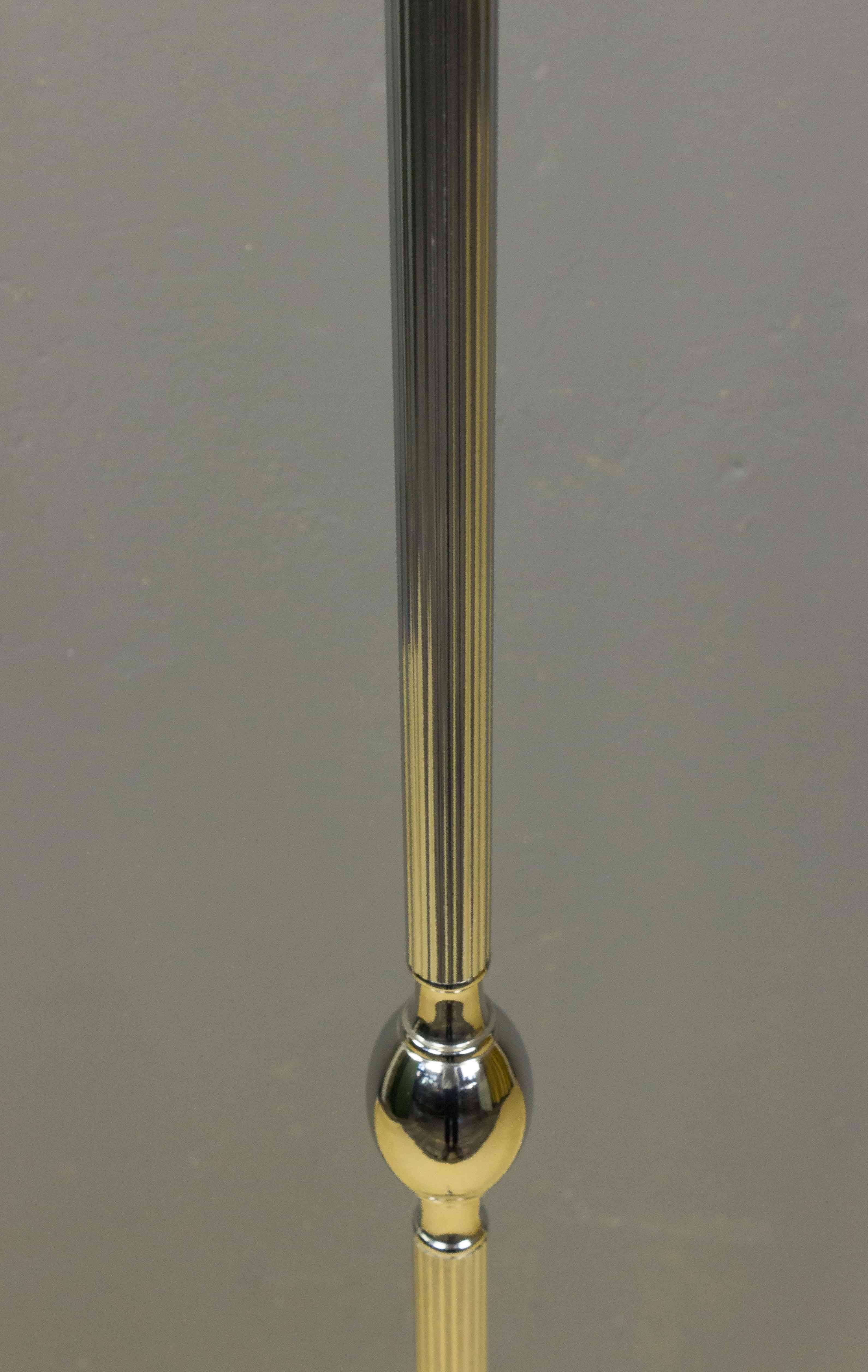 Mid-20th Century 1940s French Nickel-Plated Floor Lamp with a Tripod Base