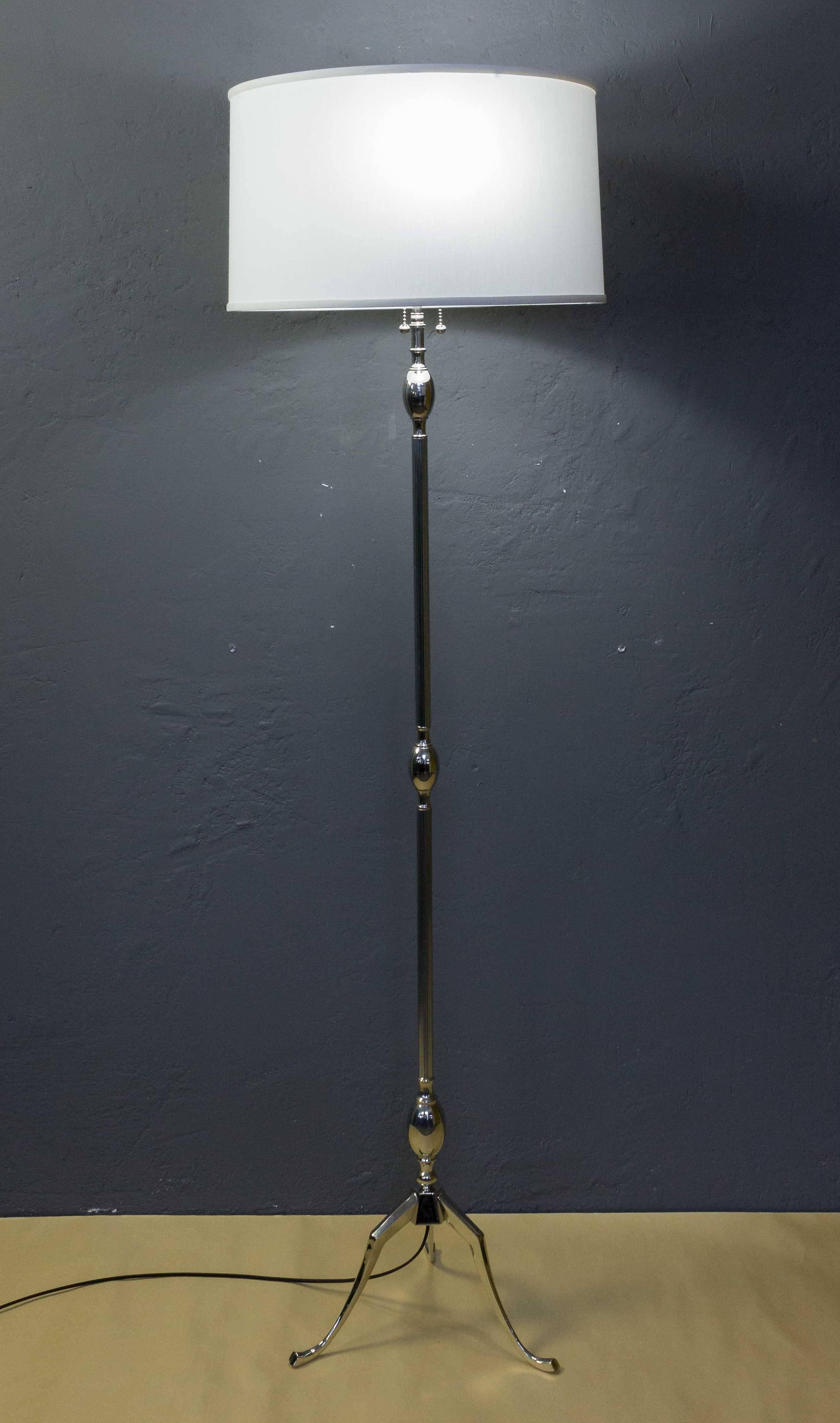 1940s French Nickel-Plated Floor Lamp with a Tripod Base 4