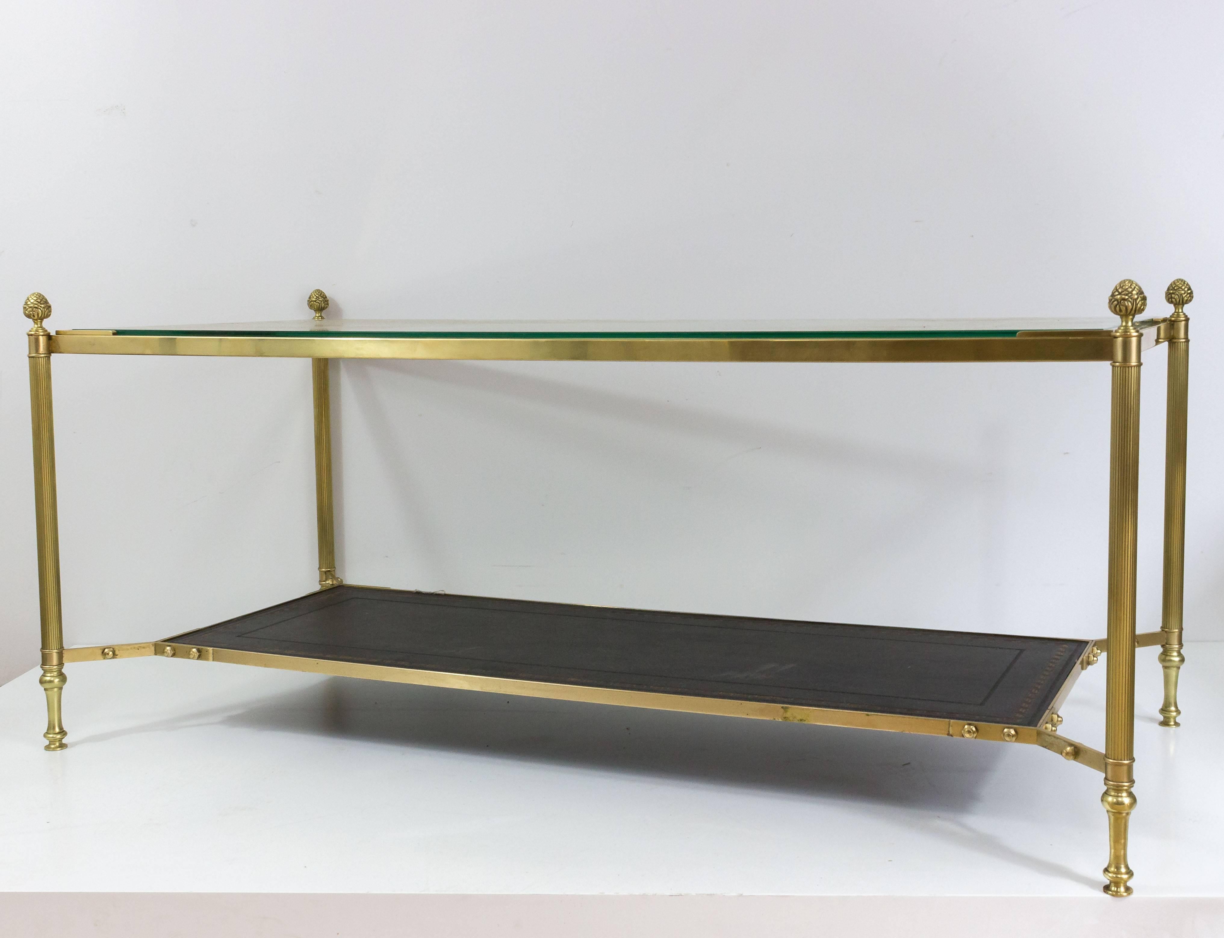 Neoclassical French 1940s Brass Coffee Table in the Style of Maison Jansen