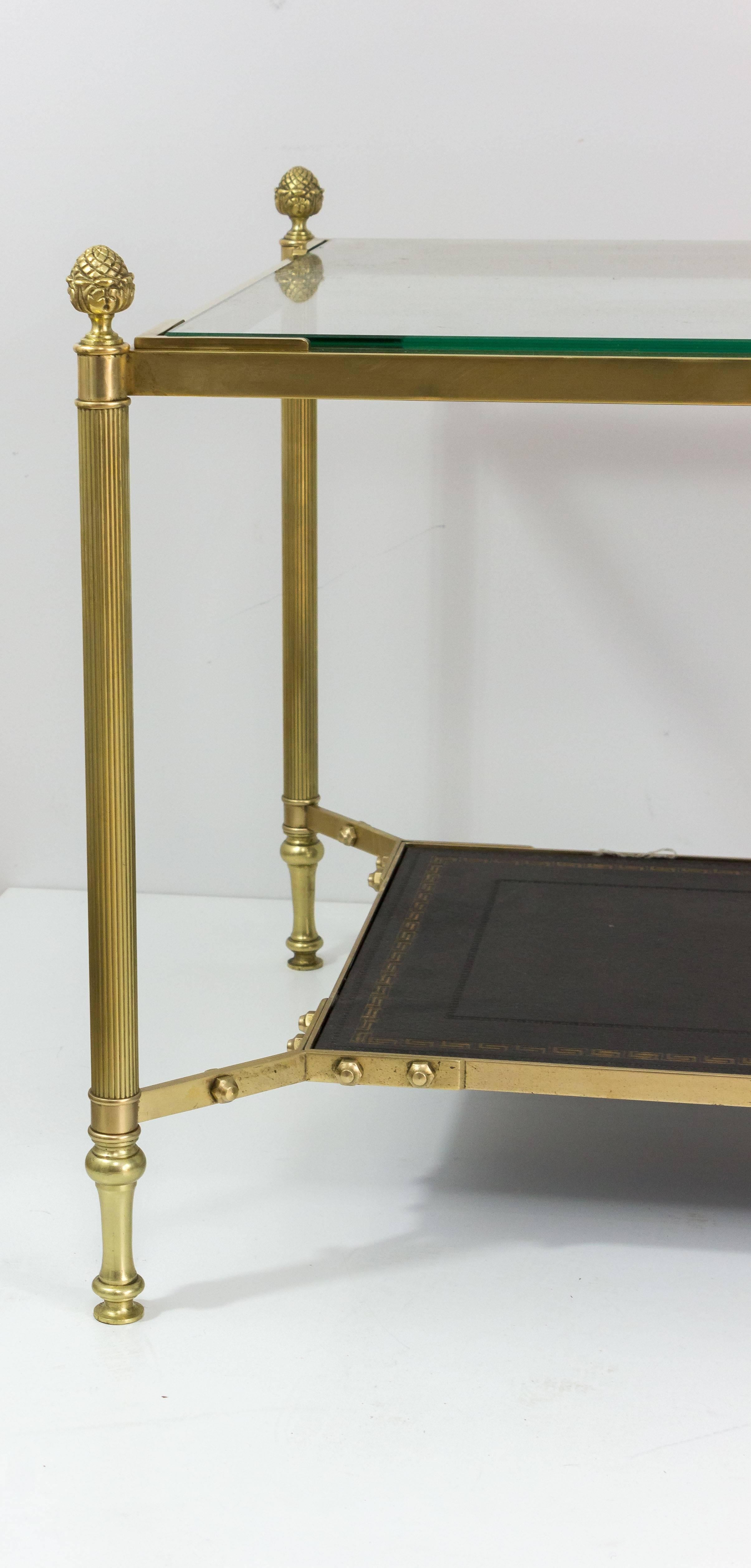 French 1940s Brass Coffee Table in the Style of Maison Jansen 1