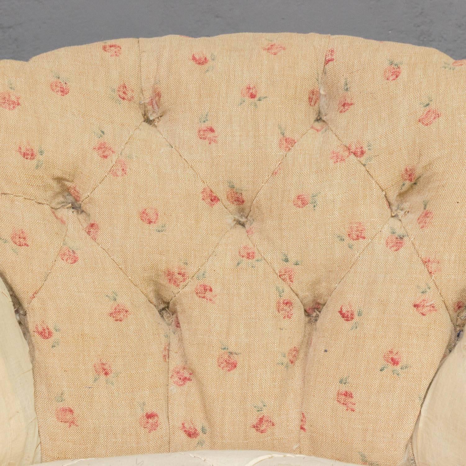 Pair of Small French Art Deco Style Tufted Armchairs 5