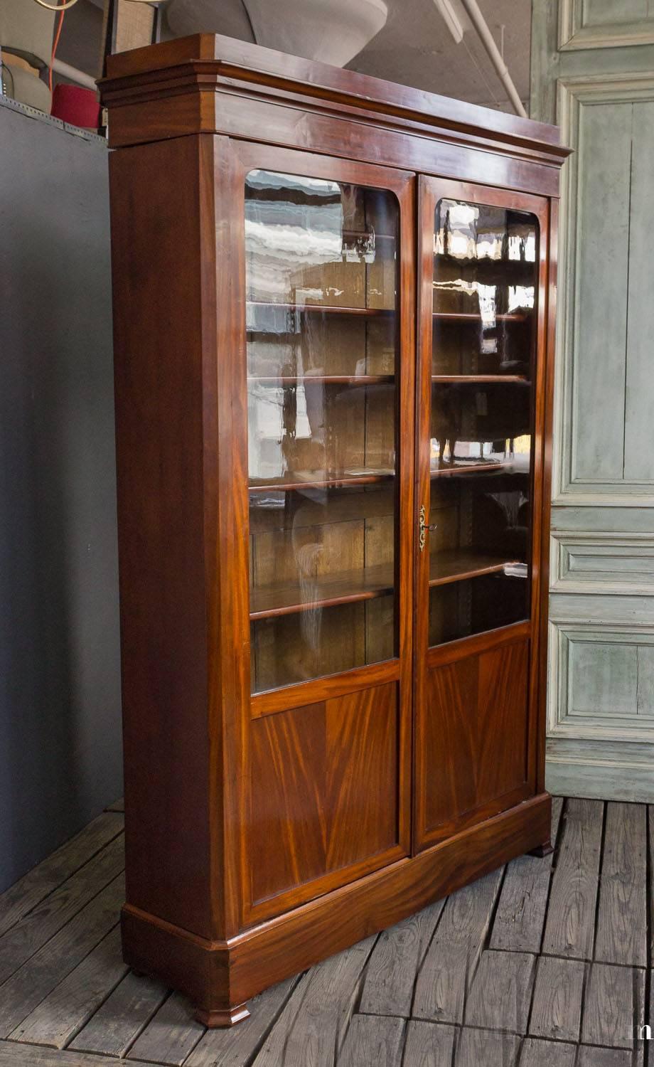 Veneer 19th Century Louis Philippe Mahogany Bookcase