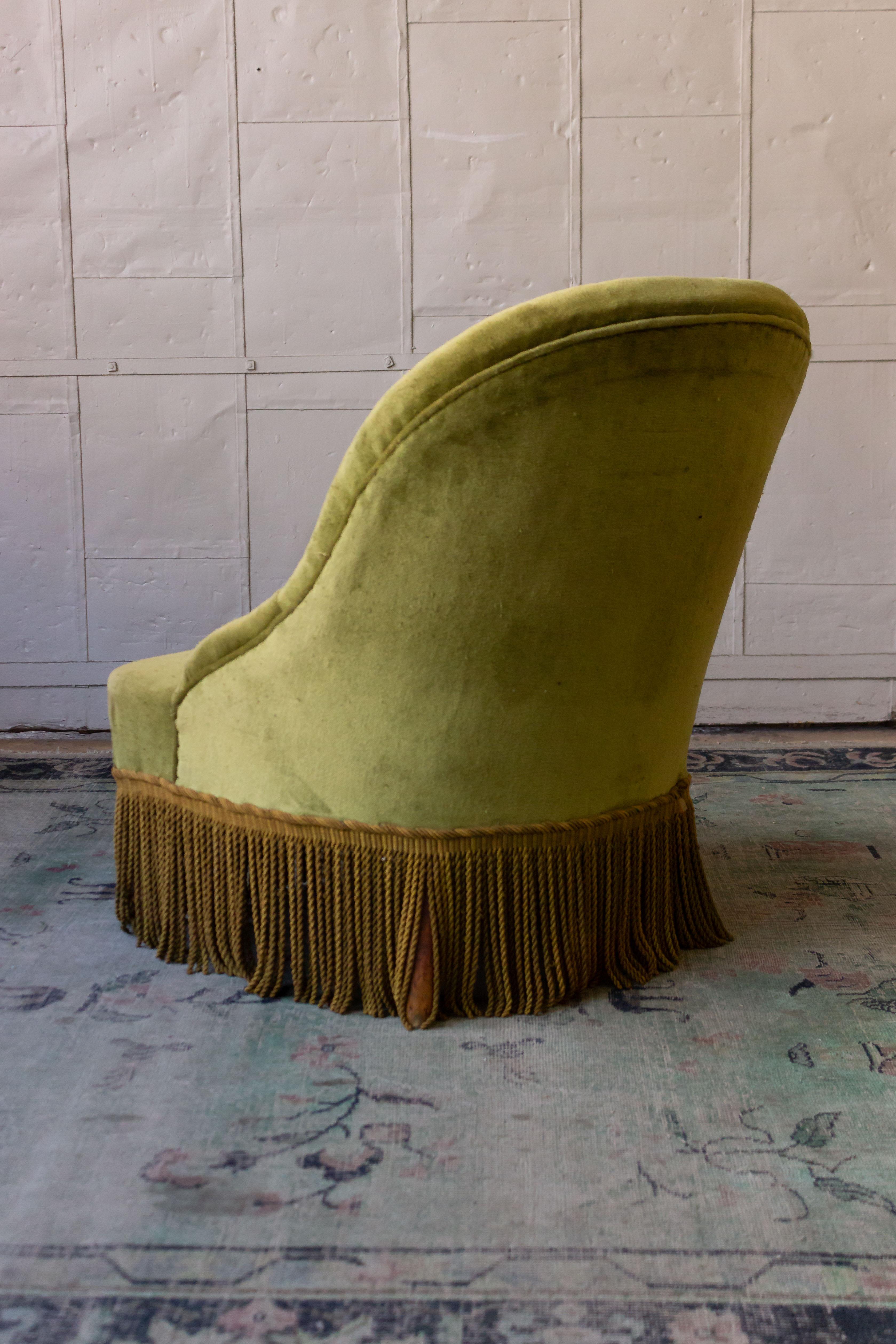 green slipper chair