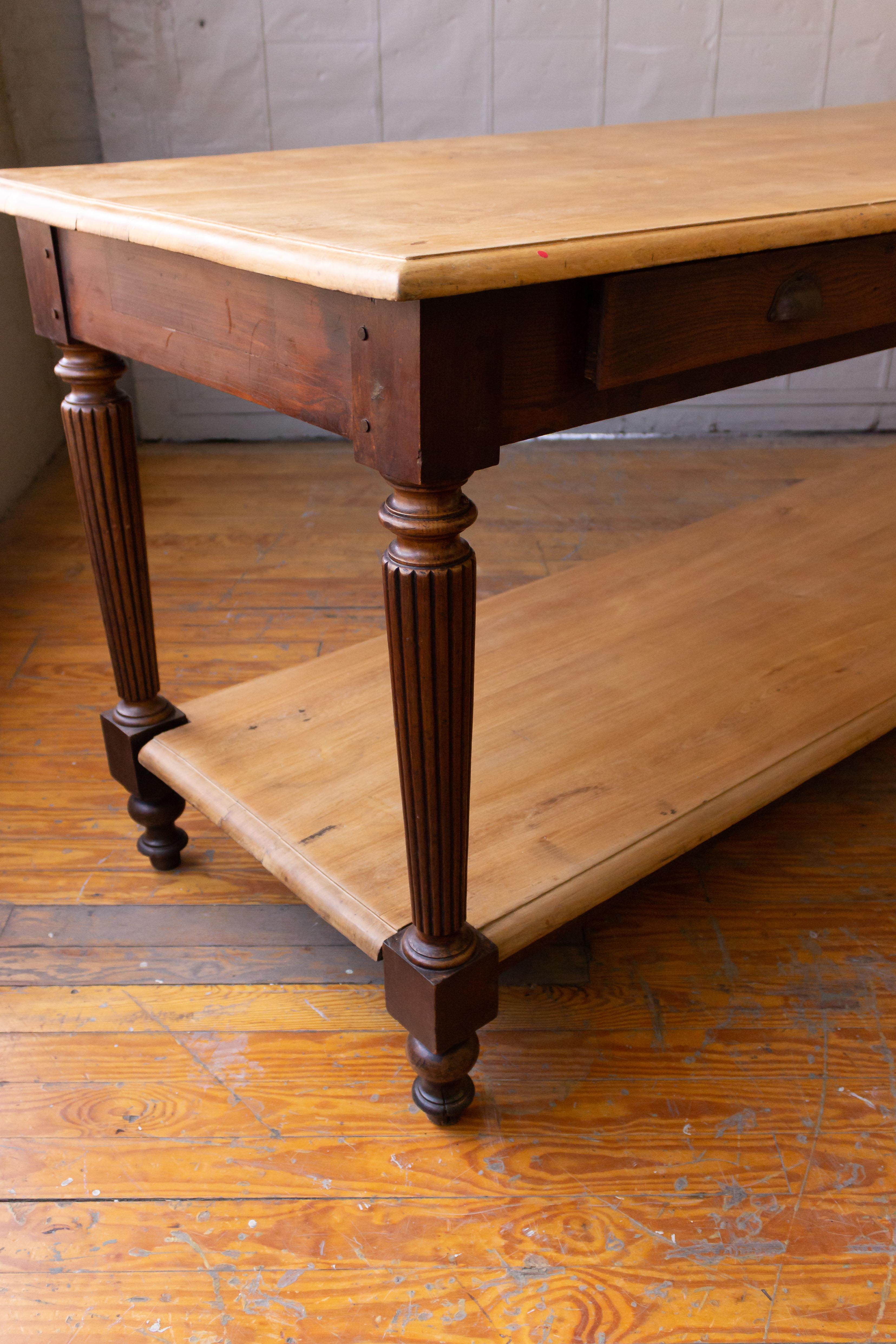 Early 20th Century Large 19th Century French Elm Draper's Table