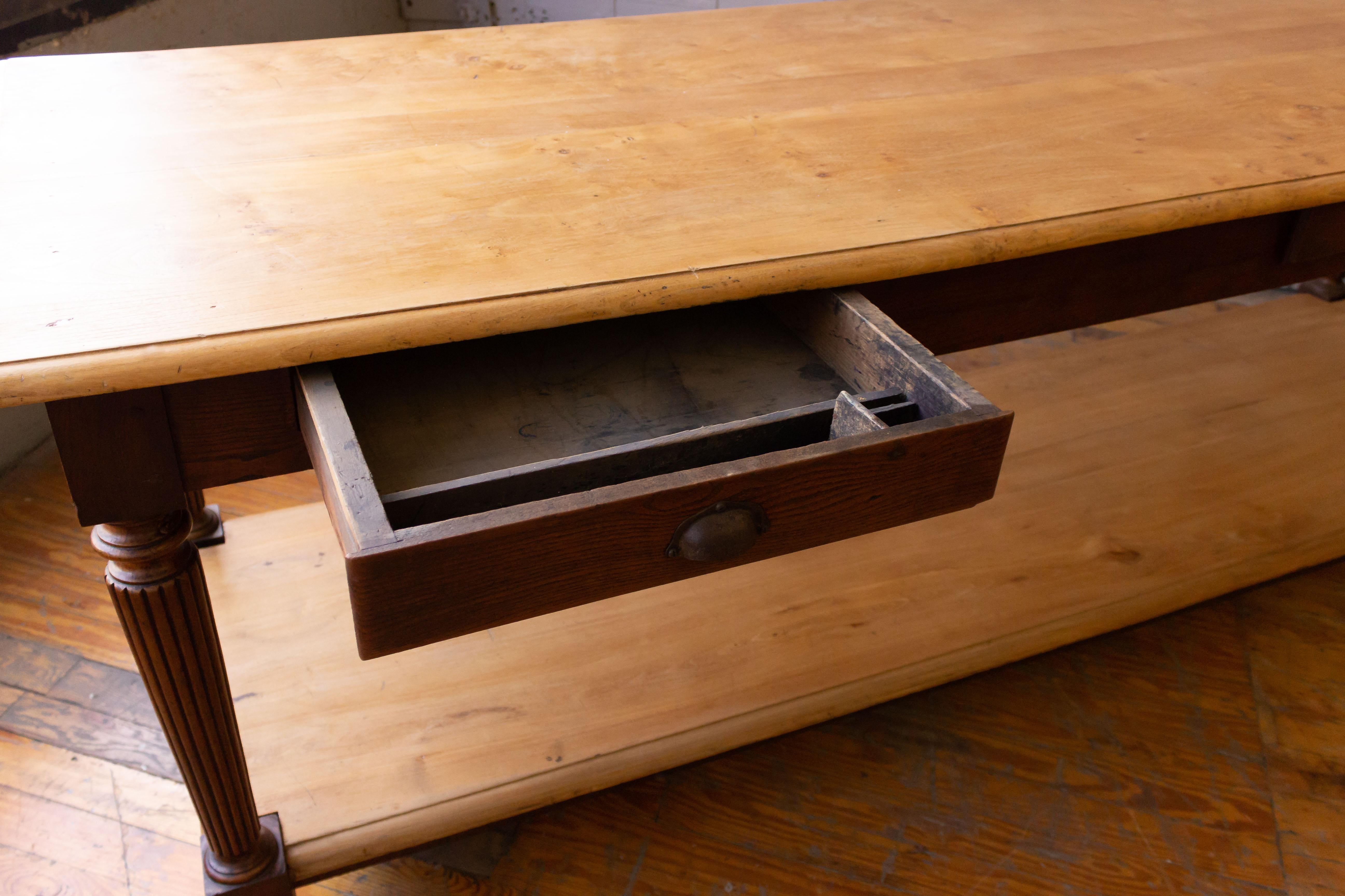 Large 19th Century French Elm Draper's Table 1