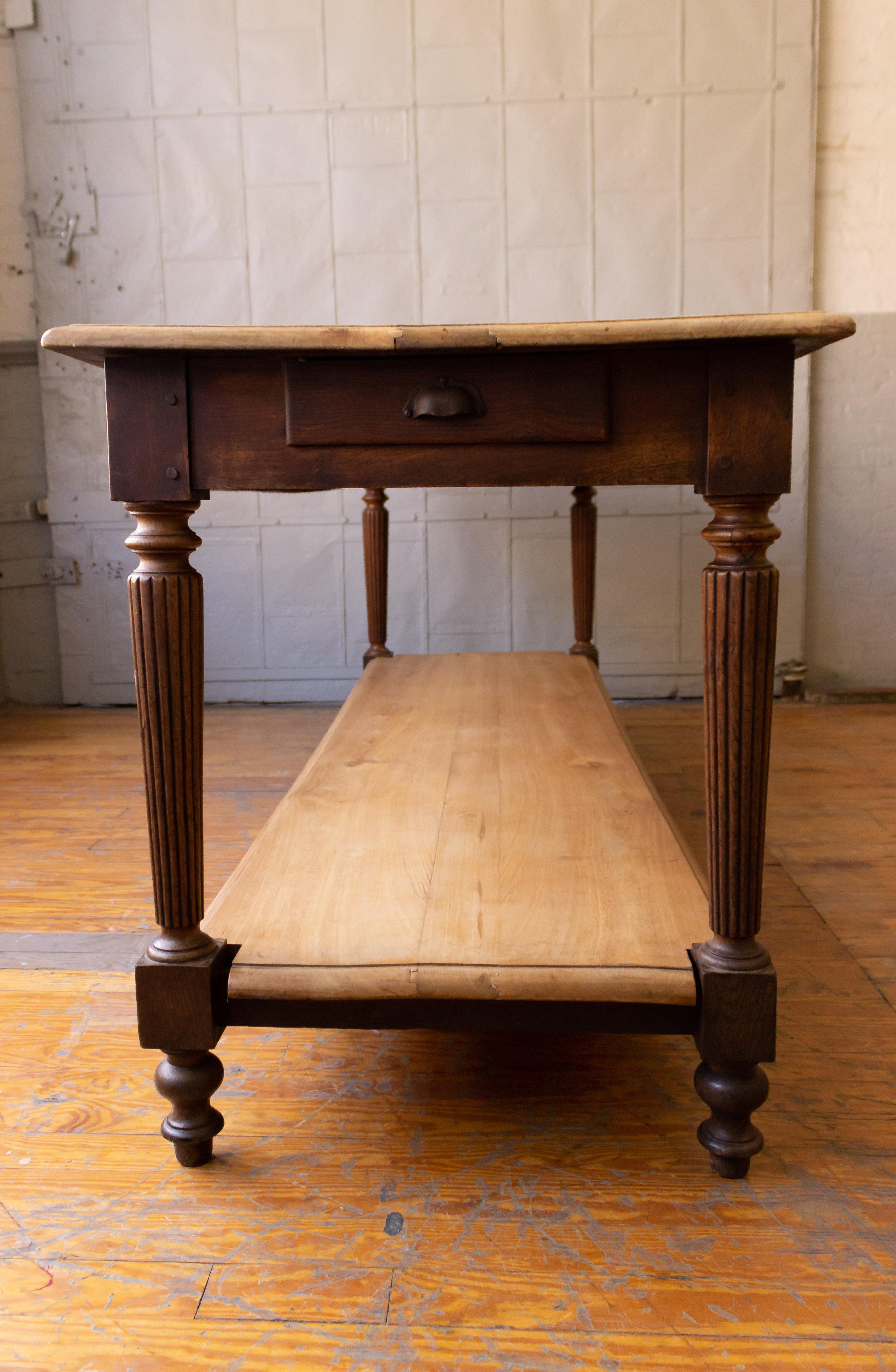 Large 19th Century French Elm Draper's Table 2