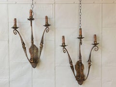 Pair of Large Three-Arm Spanish Sconces