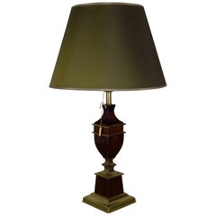 French Neoclassical Style Modern Brass and Mahogany Table Lamp