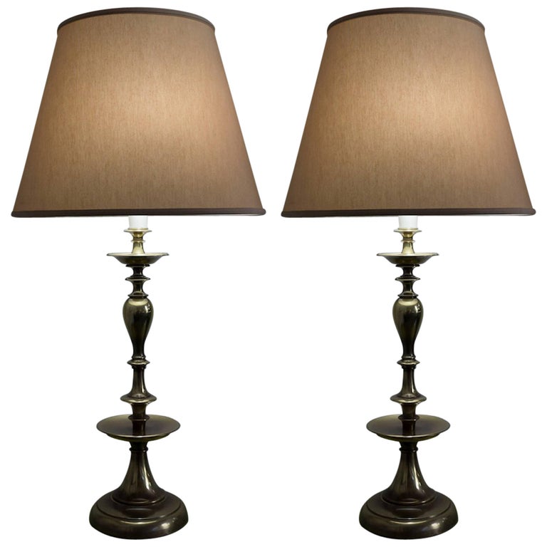 Pair of American MidCentury Modern Brass Lamps For Sale at 1stDibs