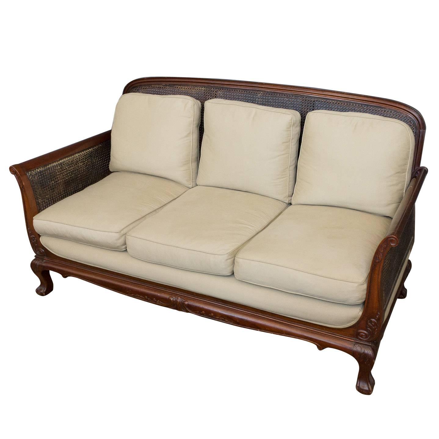 Anglo-Indian Colonial Style Mahogany Sofa 2