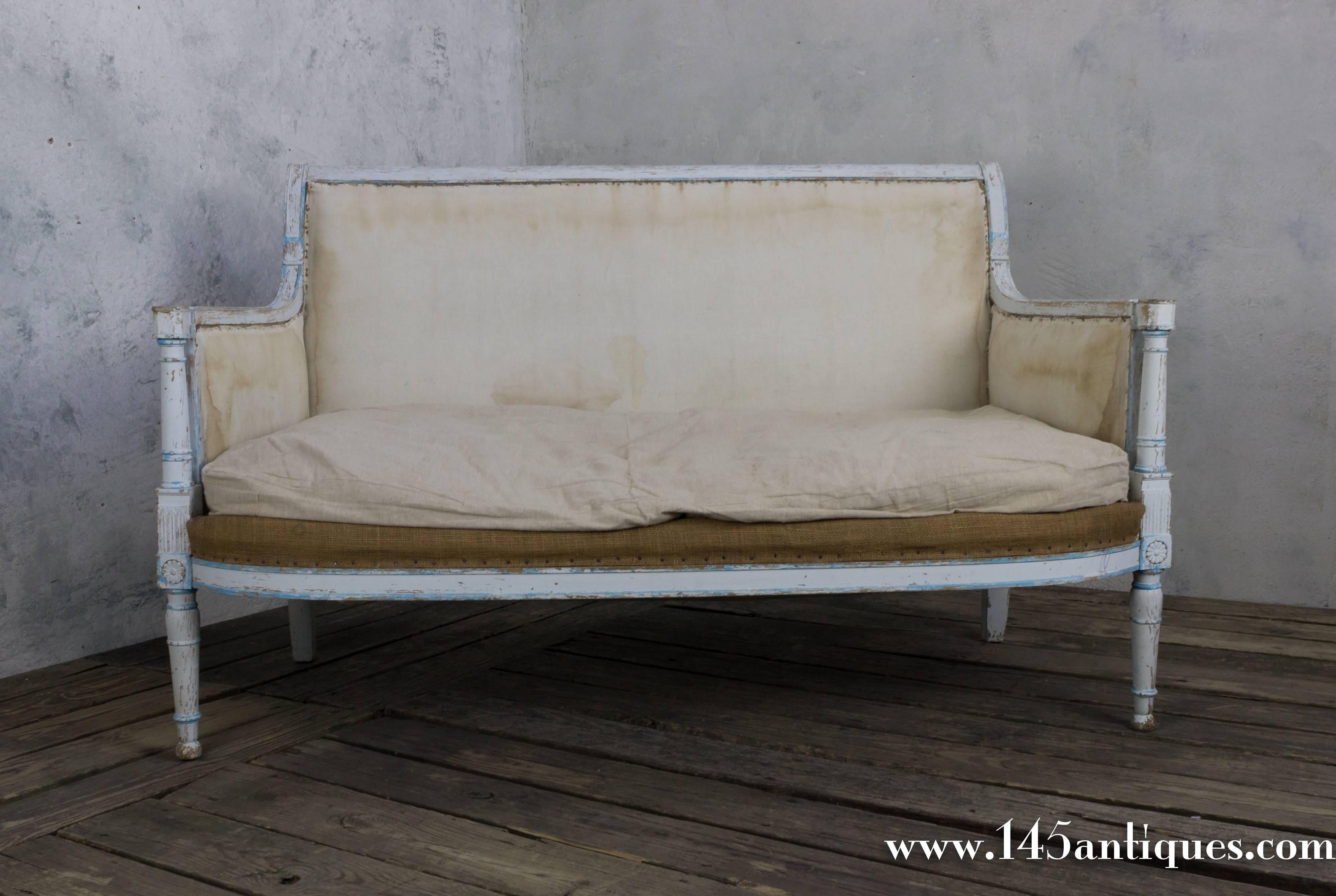 French Directoire Style Settee In Fair Condition In Buchanan, NY