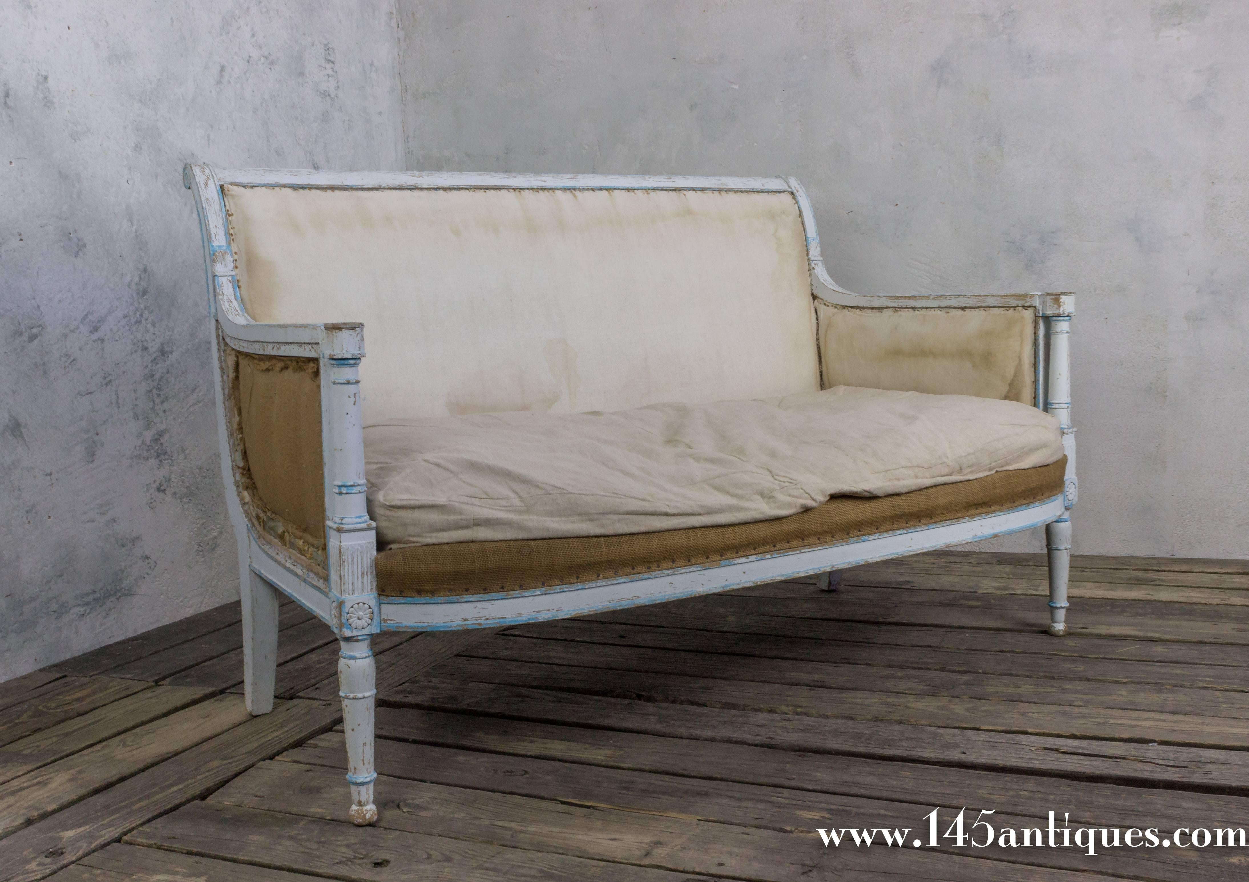 Fabric French Directoire Style Settee
