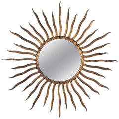 1940s Spanish Gilt Metal Sunburst Mirror