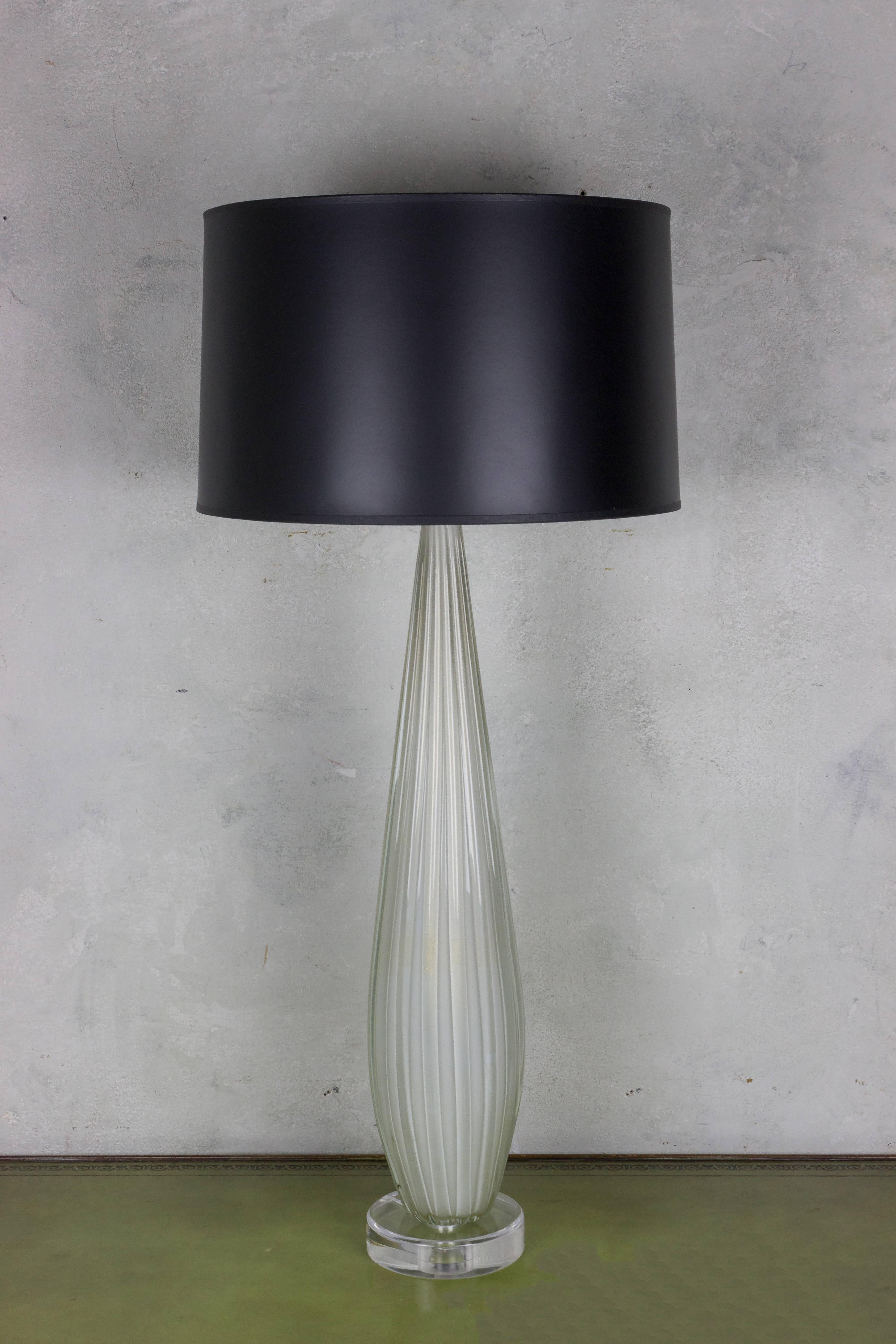 Murano Glass 1950s Italian Murano Opaline Glass Table Lamp by Archimede Seguso