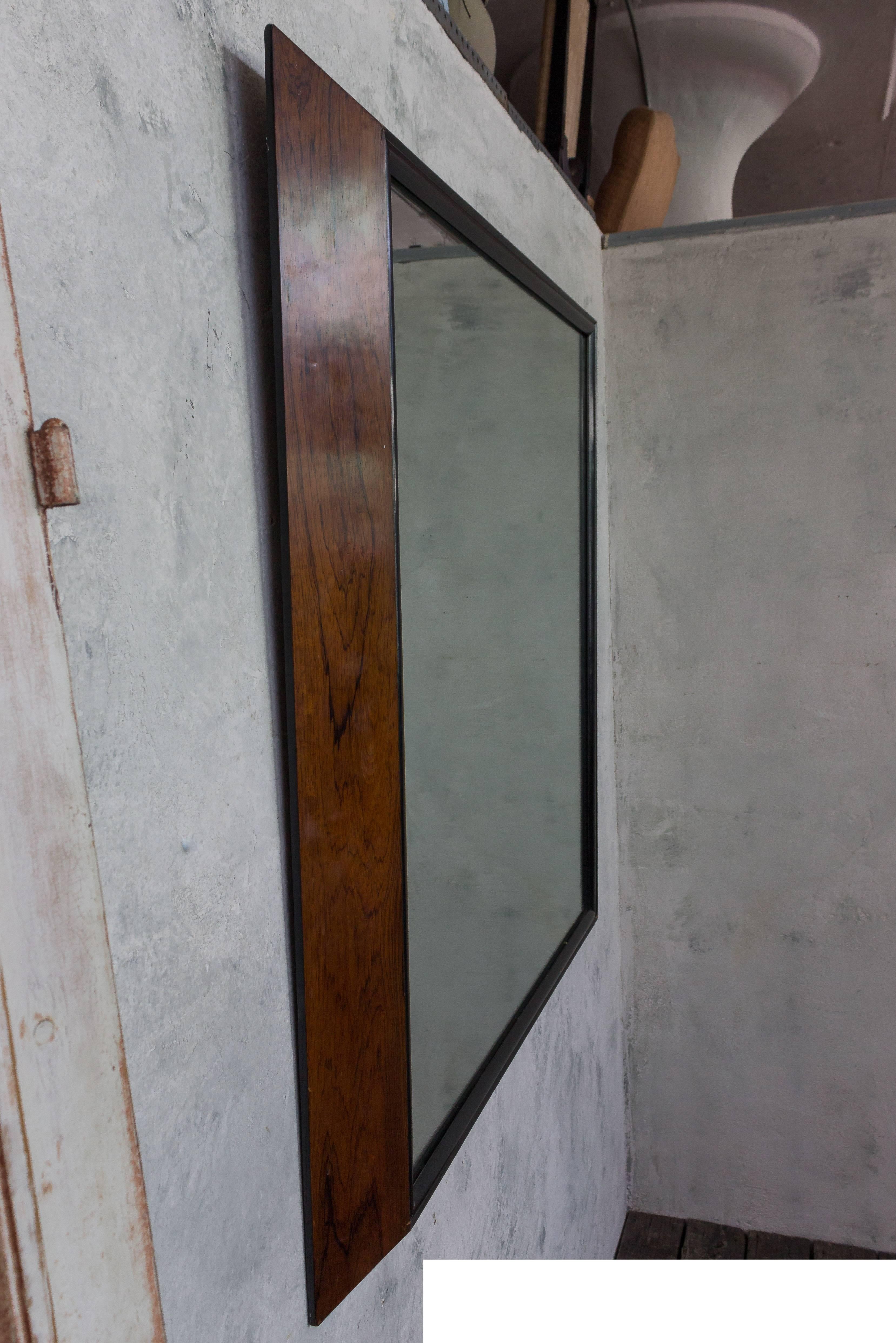 Large Mid-Century Modern Rosewood Framed Mirror 2