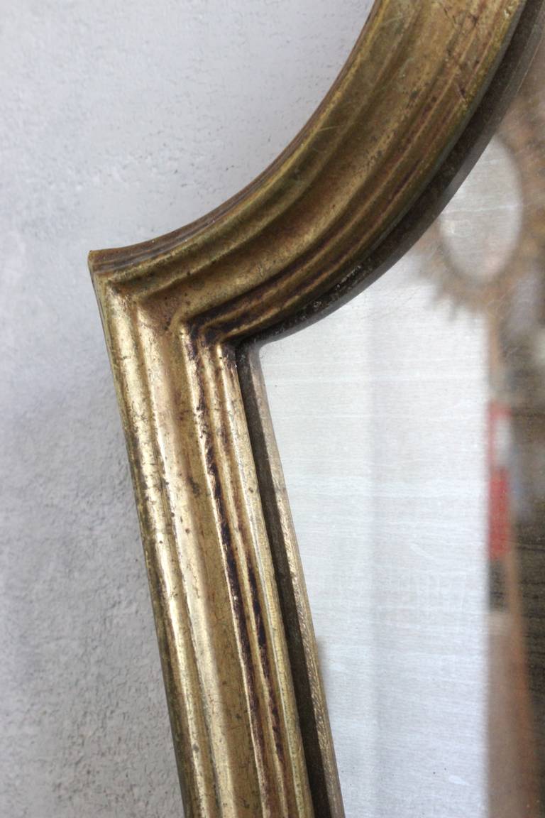 Neoclassical Pair of French Mid 20th Century Gilt Shield Form Mirrors