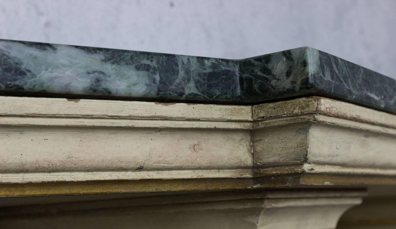 French Painted and Gilt Wall-Mounted Console with Green Marble 1