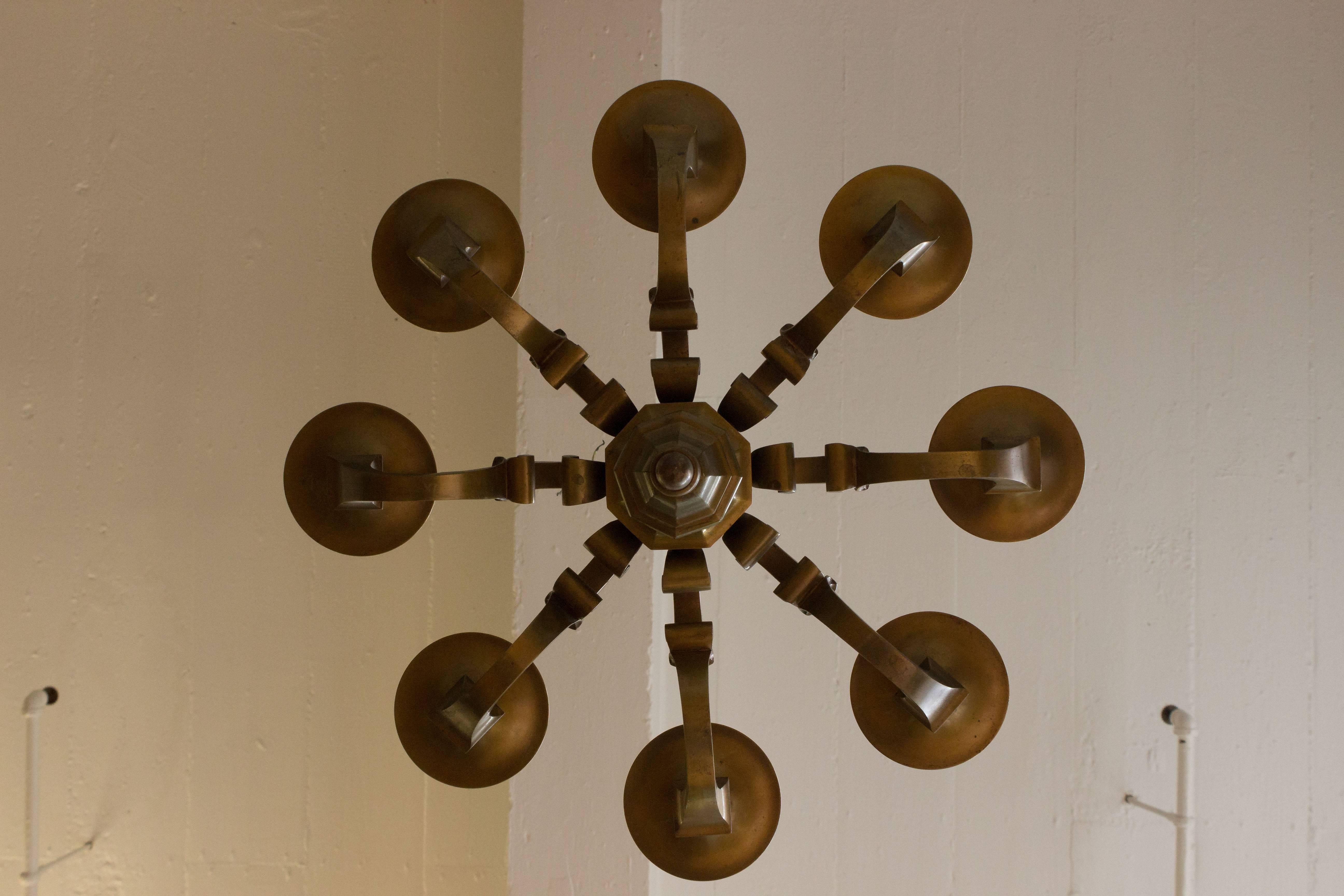 Neoclassical Small French 1940s Bronze Chandelier For Sale