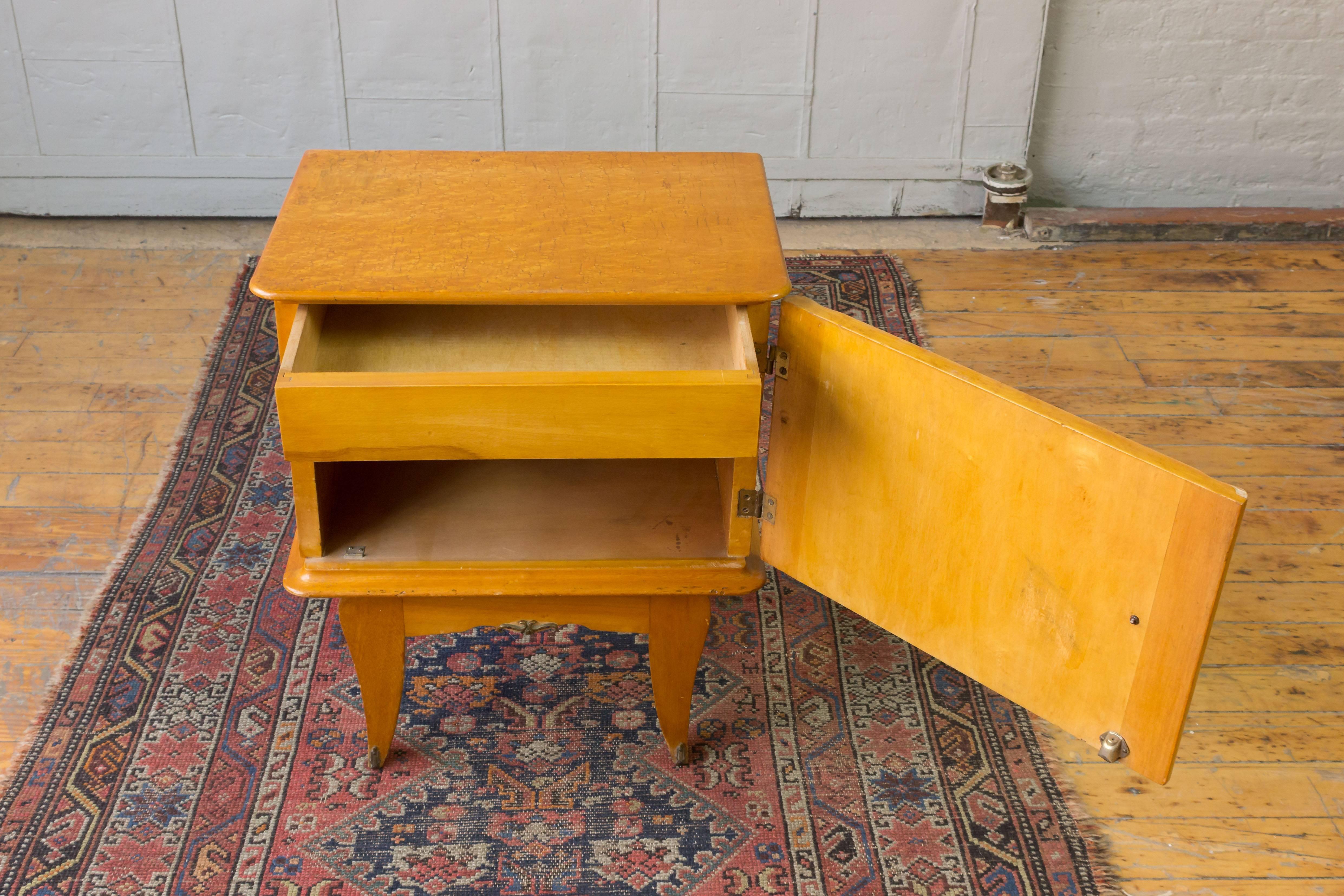 Mid-20th Century Pair of French 1940's Bird's-Eye Maple Nightstands